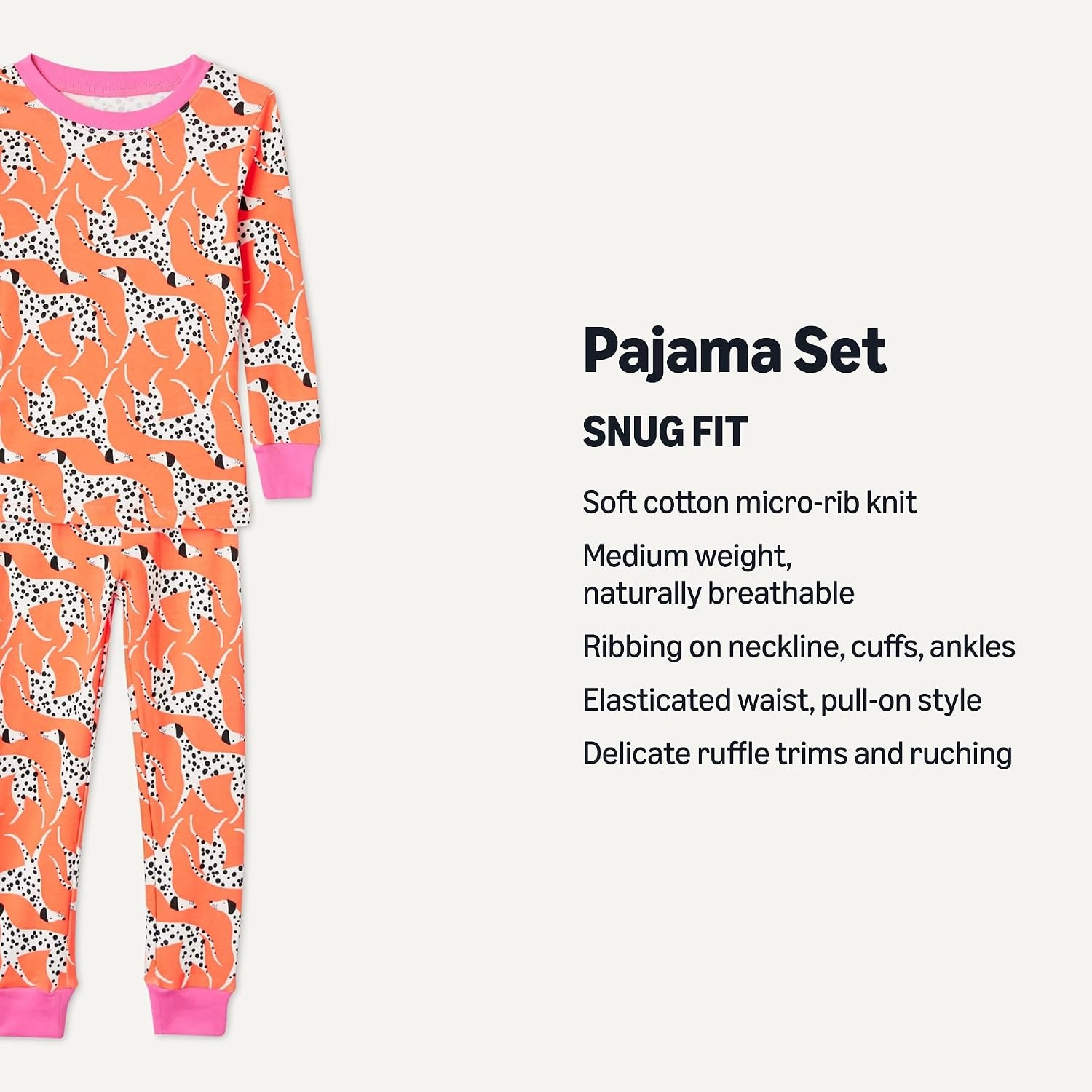 image:imageAmazon Essentials Babies Toddlers and Boys SnugFit Cotton Rib Pajama Sleepwear Sets Multipacks4piece Dalmatian Spots
