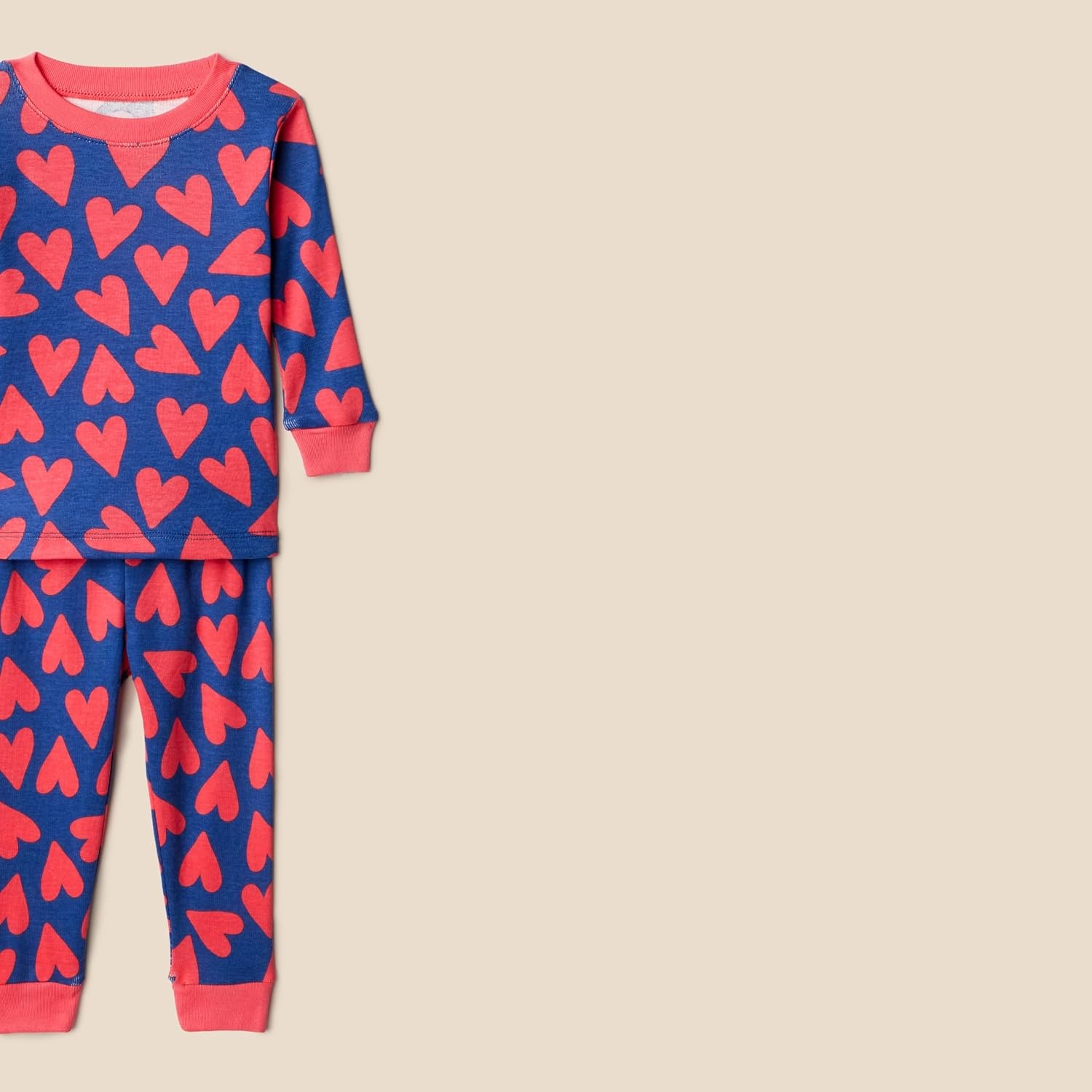 image:imageAmazon Essentials Babies Toddlers and Boys SnugFit Cotton Rib Pajama Sleepwear Sets MultipacksBlue Orange Hearts