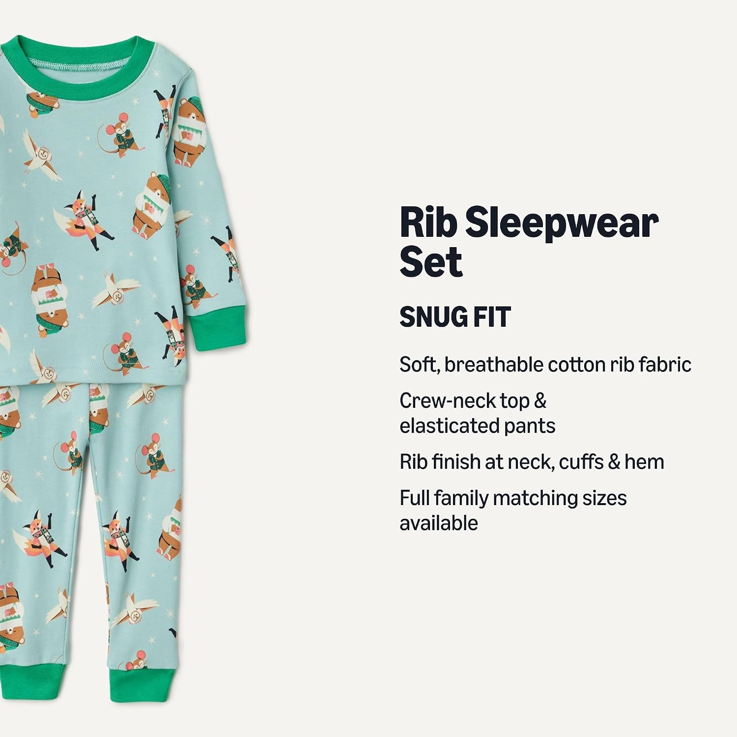 image:imageAmazon Essentials Babies Toddlers and Boys SnugFit Cotton Rib Pajama Sleepwear Sets MultipacksForest Friends