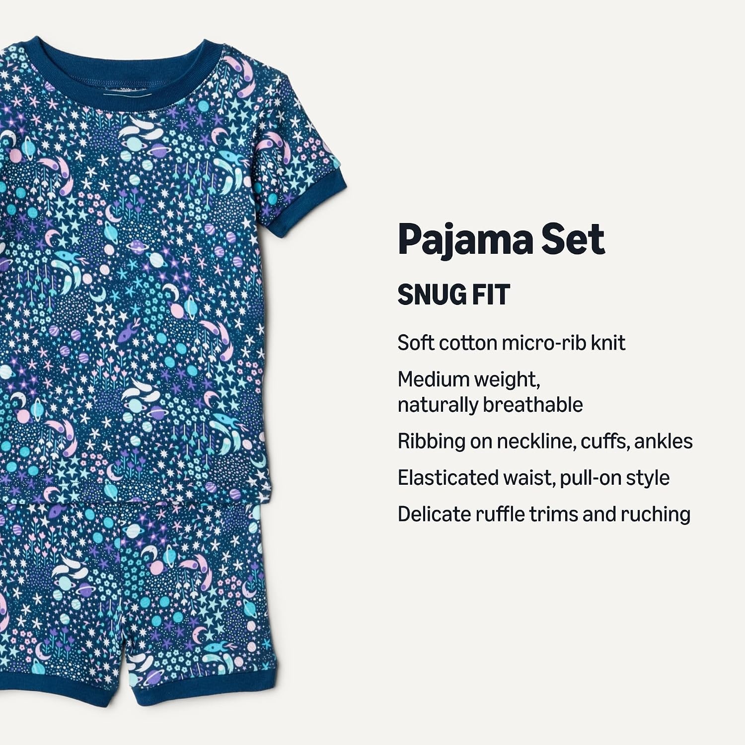 image:imageAmazon Essentials Babies Toddlers and Boys SnugFit Cotton Rib Pajama Sleepwear Sets MultipacksPlanetStars Print