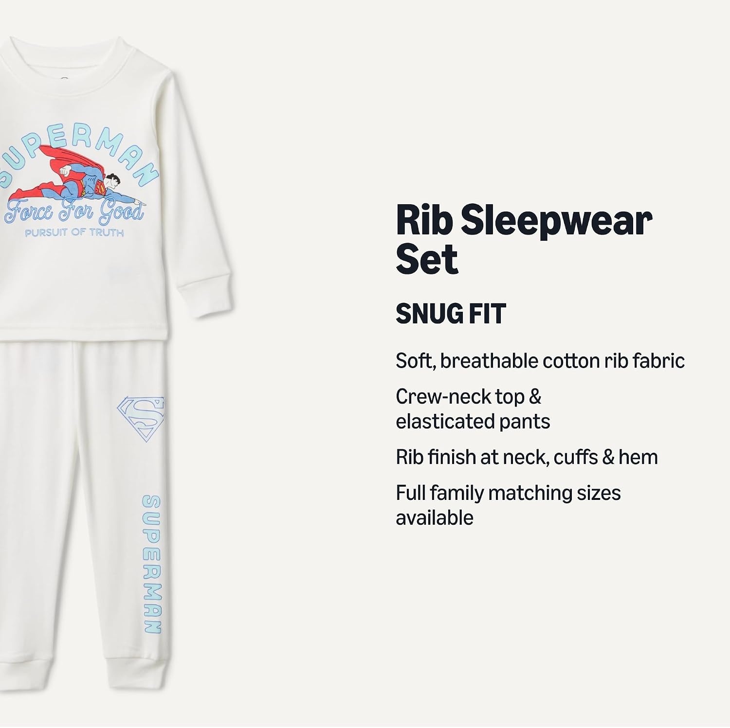 image:imageAmazon Essentials Babies Toddlers and Boys SnugFit Cotton Rib Pajama Sleepwear Sets MultipacksSuperman