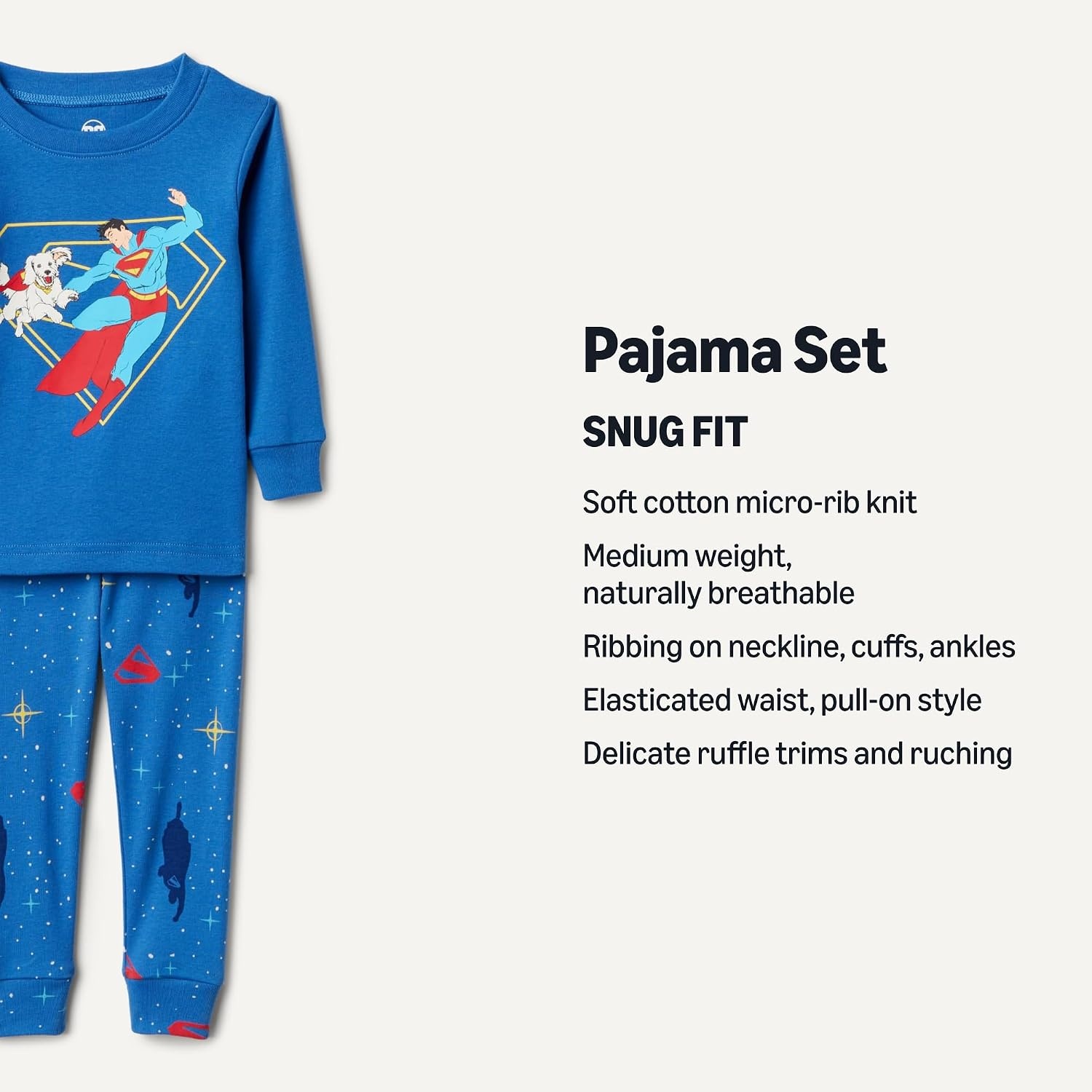 image:imageAmazon Essentials Babies Toddlers and Boys SnugFit Cotton Rib Pajama Sleepwear Sets MultipacksSuperman Krypto