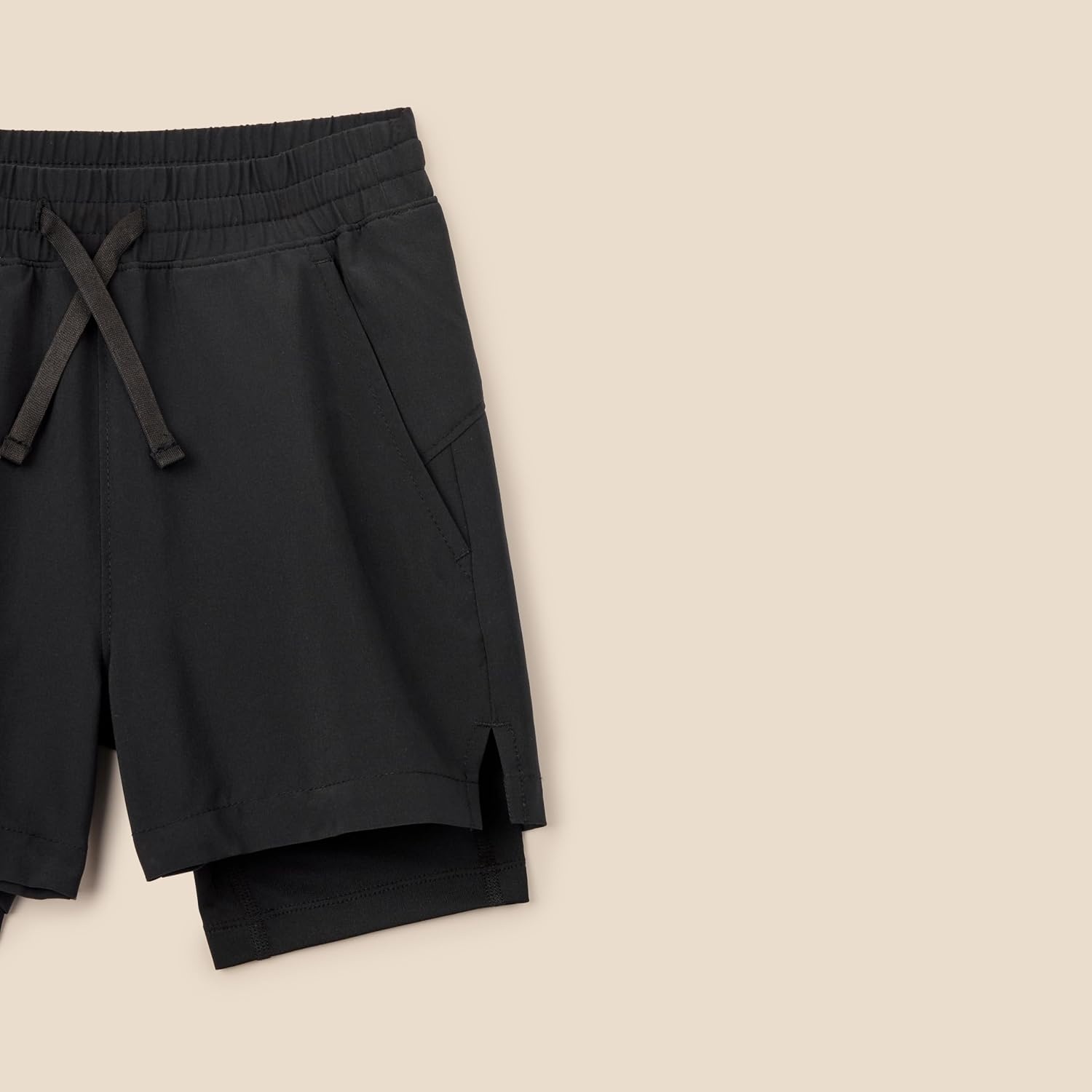 image:imageAmazon Essentials Boys Active Performance Stretch Woven Athletic Training Shorts with LinerBlack