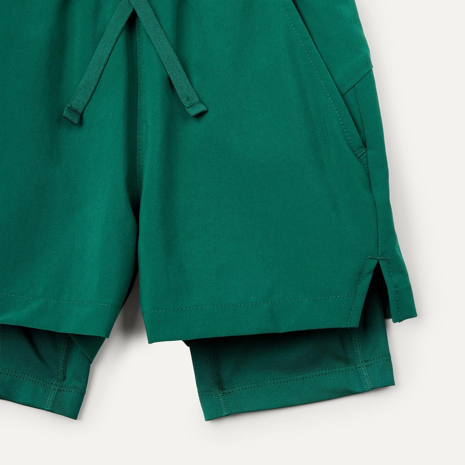 image:imageAmazon Essentials Boys Active Performance Stretch Woven Athletic Training Shorts with LinerDark Green