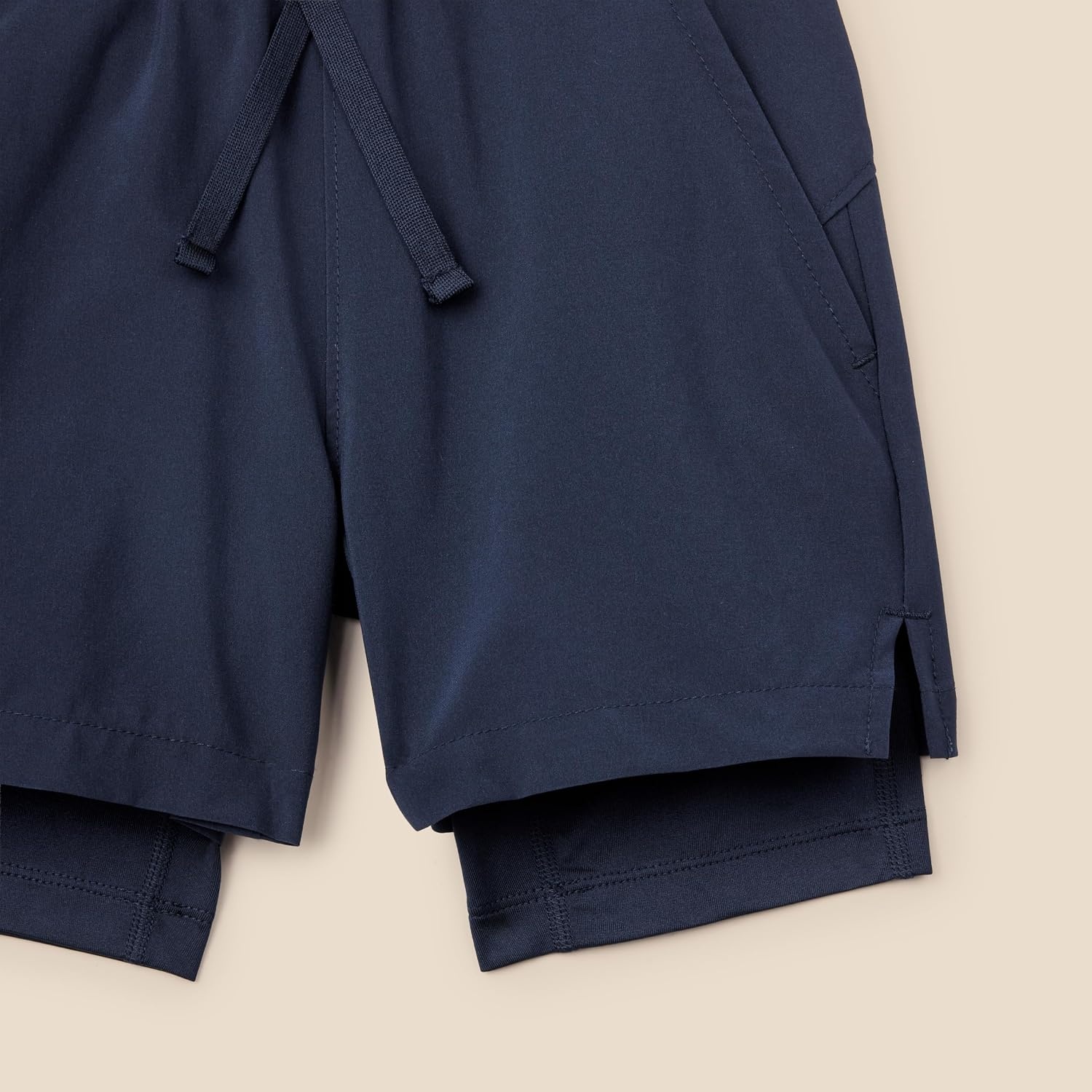 image:imageAmazon Essentials Boys Active Performance Stretch Woven Athletic Training Shorts with LinerNavy