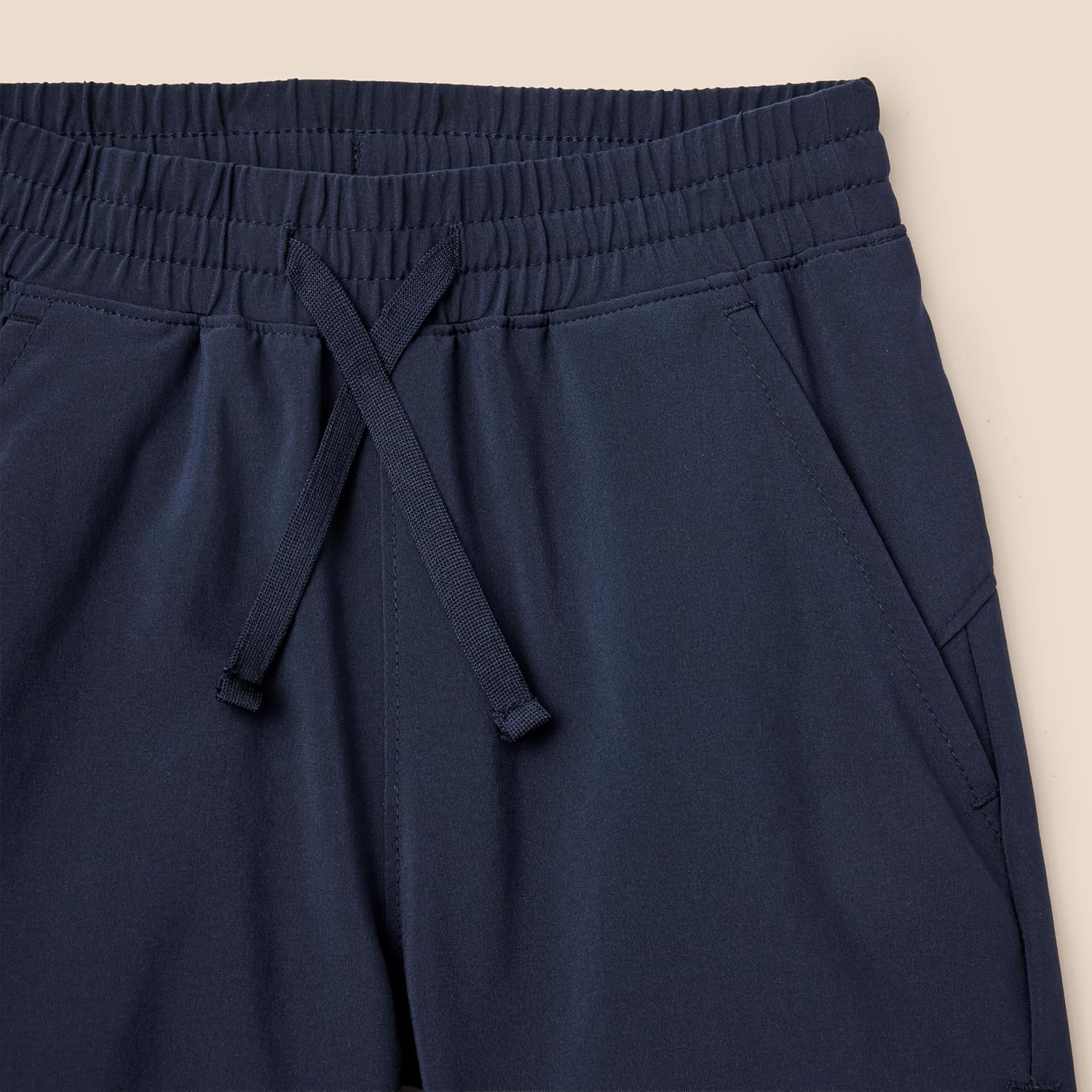 image:imageAmazon Essentials Boys Active Performance Stretch Woven Athletic Training Shorts with LinerNavy