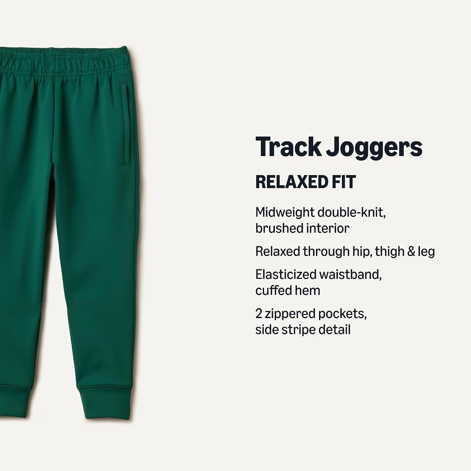 image:imageAmazon Essentials Boys Athletic Performance Stretch Knit Jogger Track PantsDark Green