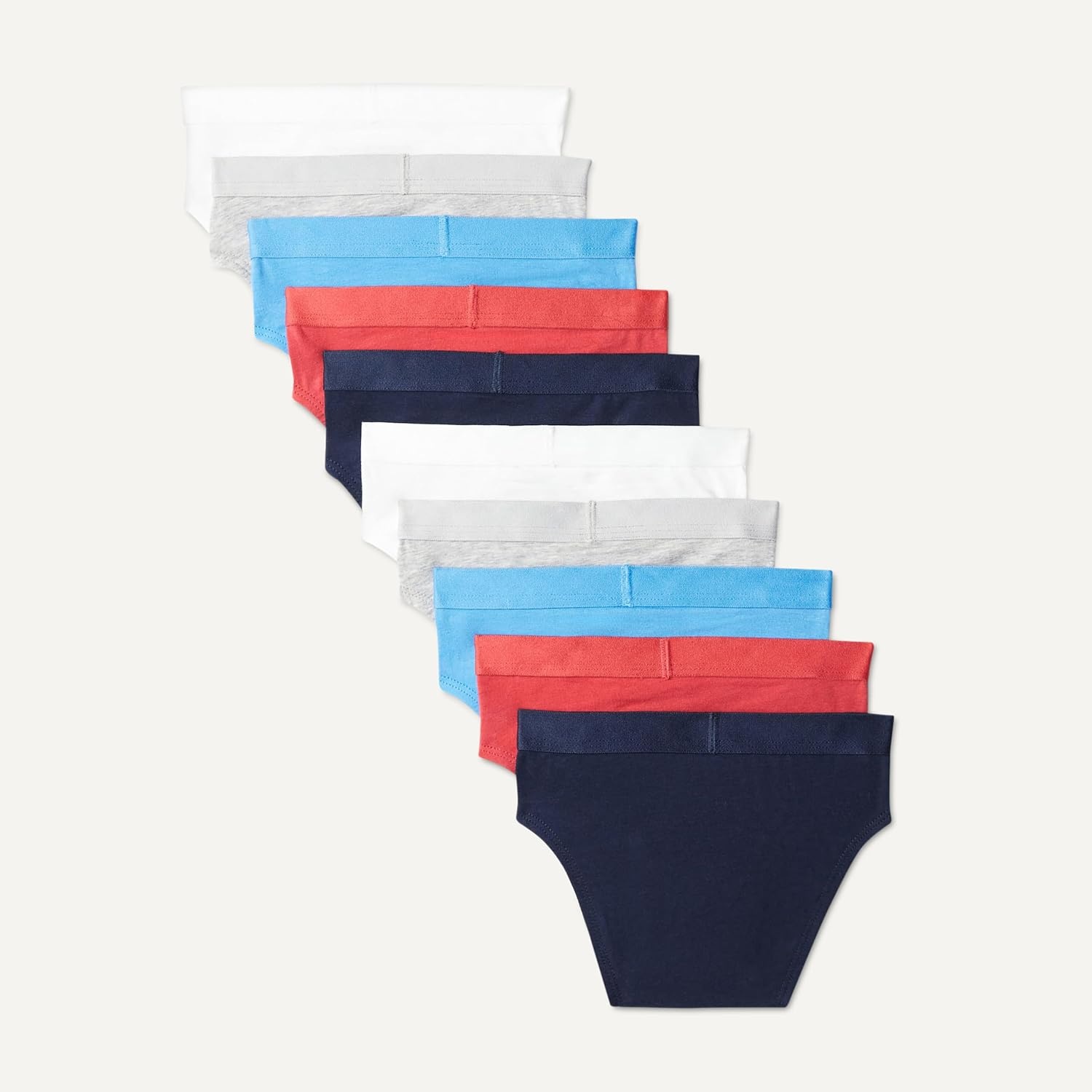 image:imageAmazon Essentials Boys Cotton Jersey Brief UnderwearGrey Red Navy