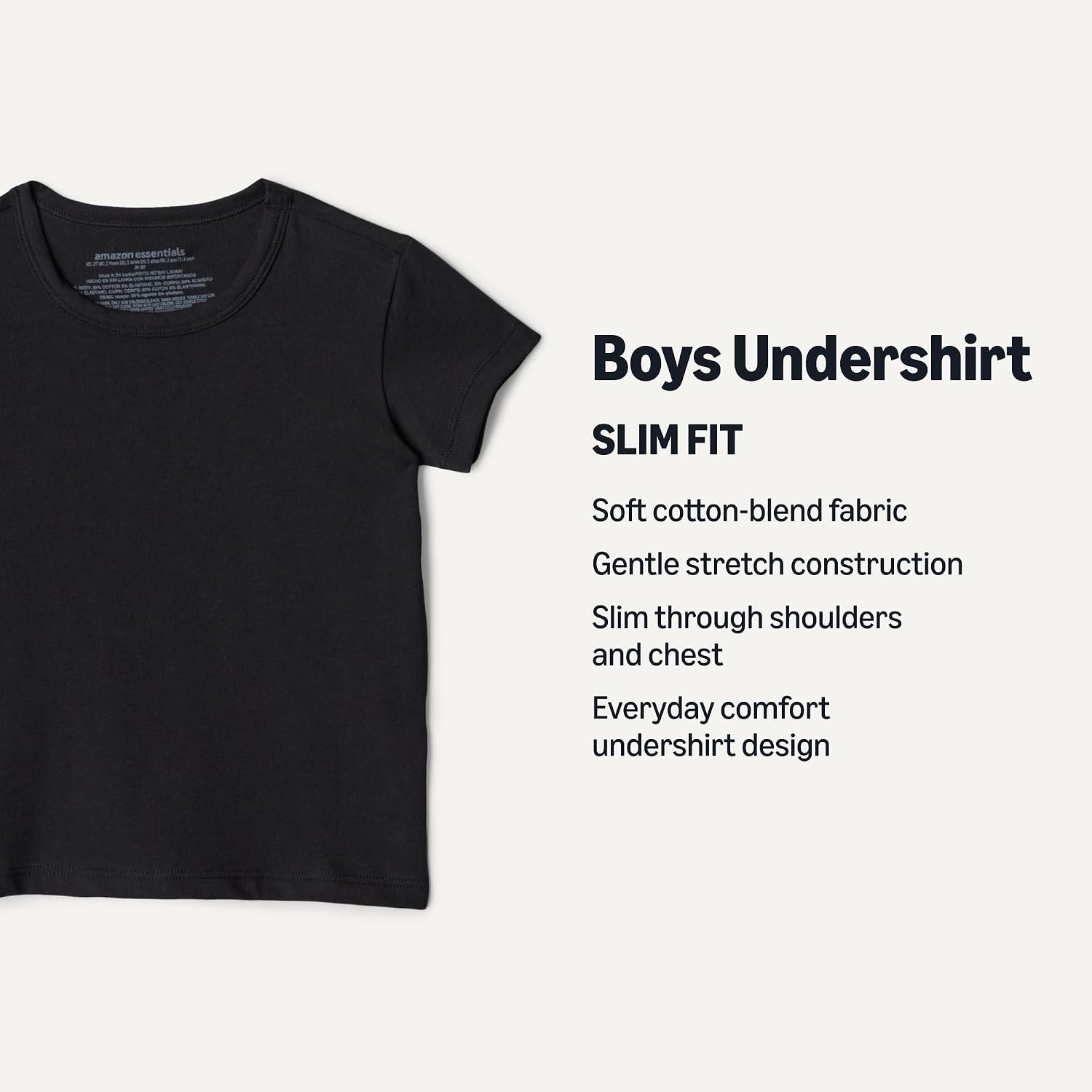 image:imageAmazon Essentials Boys Cotton Jersey Crew Neck UndershirtBlack
