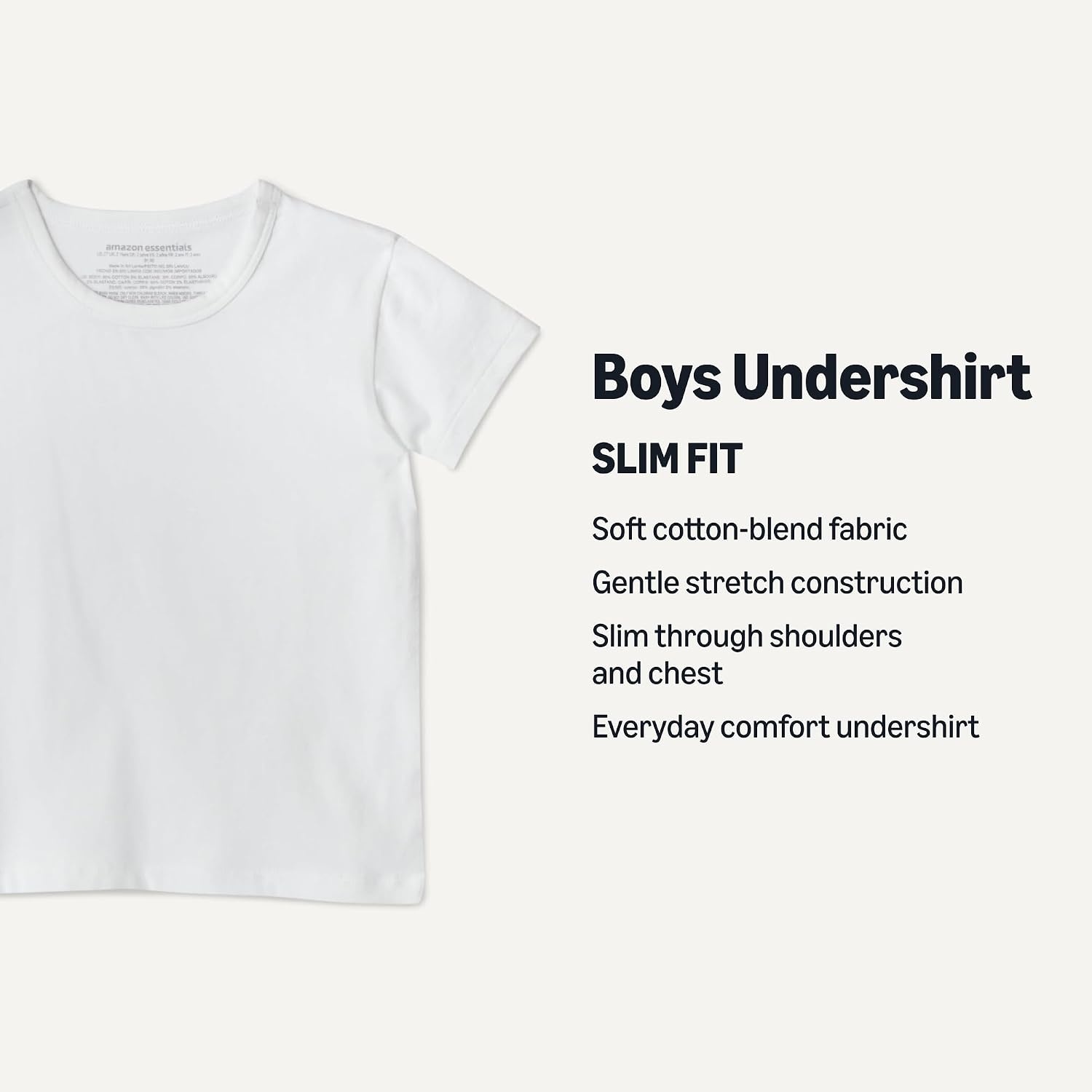 image:imageAmazon Essentials Boys Cotton Jersey Crew Neck UndershirtWhite