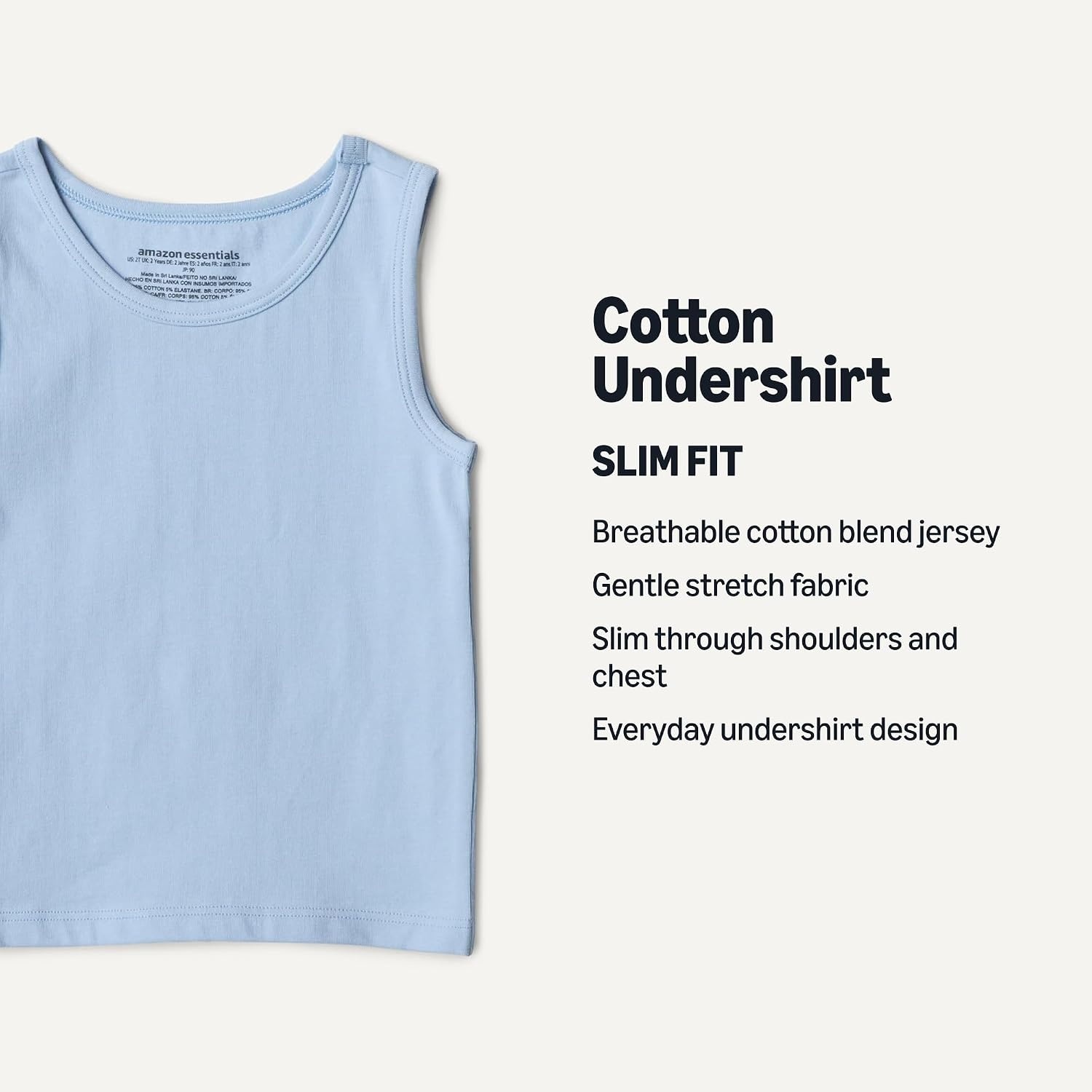 image:imageAmazon Essentials Boys Cotton Jersey Tank Top UndershirtLight Blue Navy Light Grey Heather