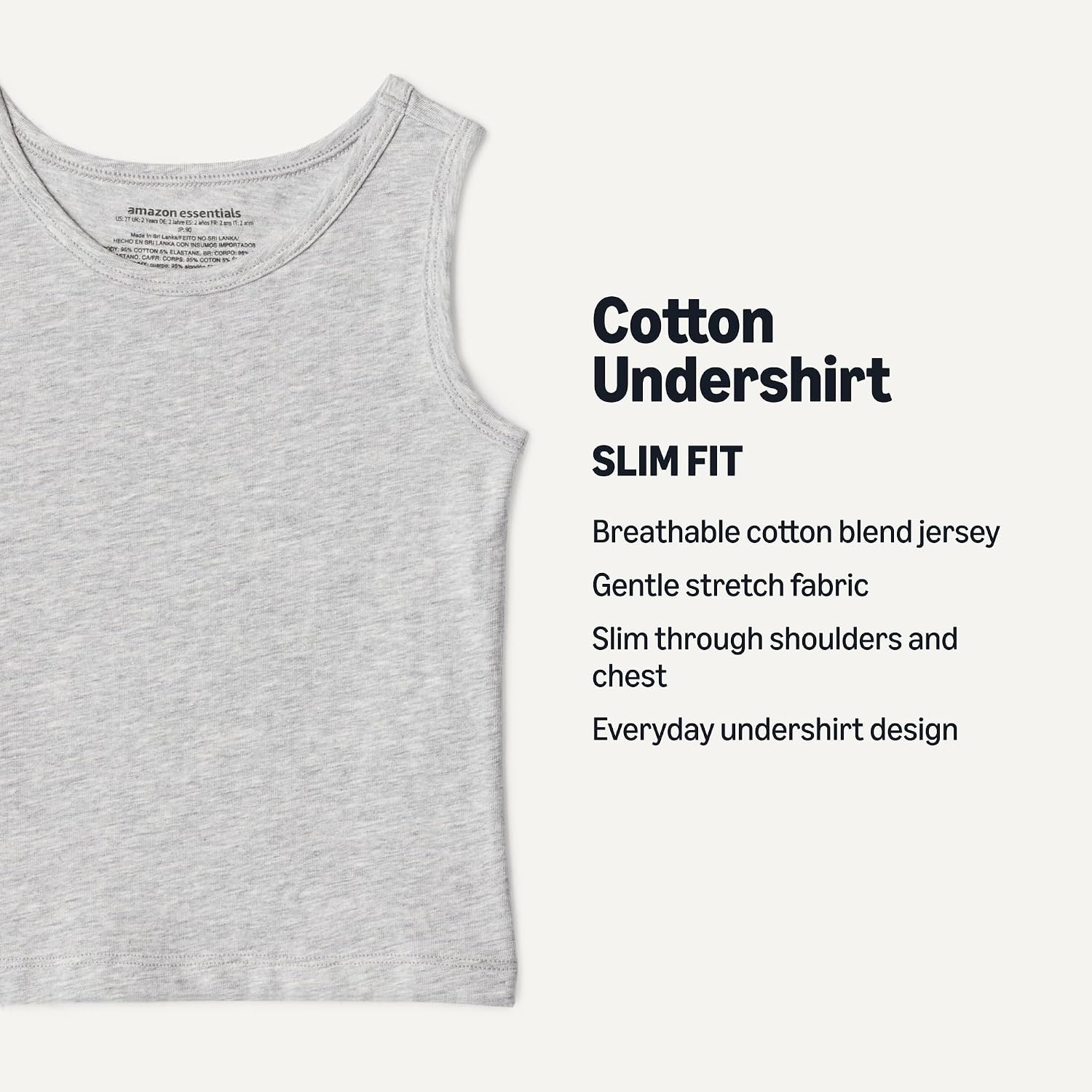 image:imageAmazon Essentials Boys Cotton Jersey Tank Top UndershirtLight Grey Heather White