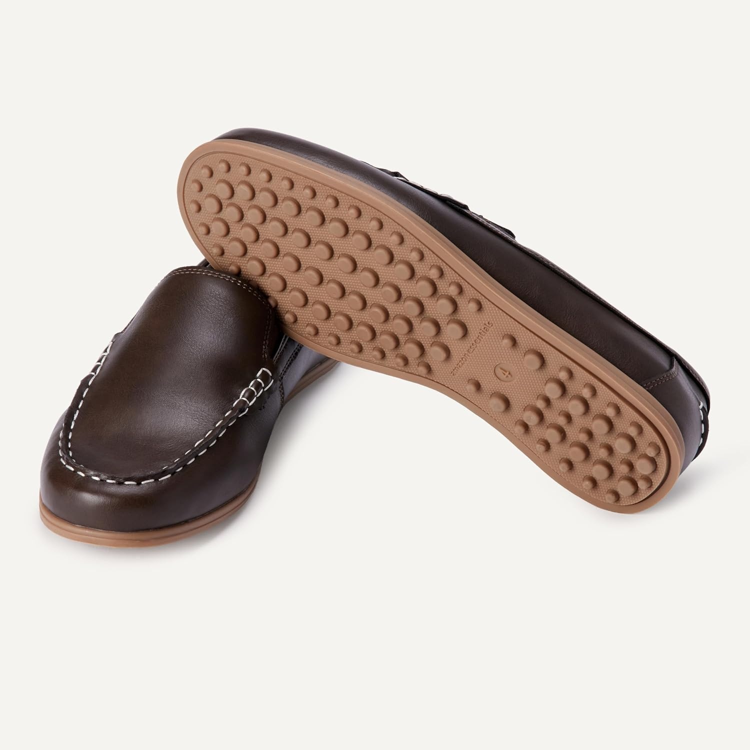 image:imageAmazon Essentials Boys Faux Leather Moc Toe Slipon LoafersDark Brown
