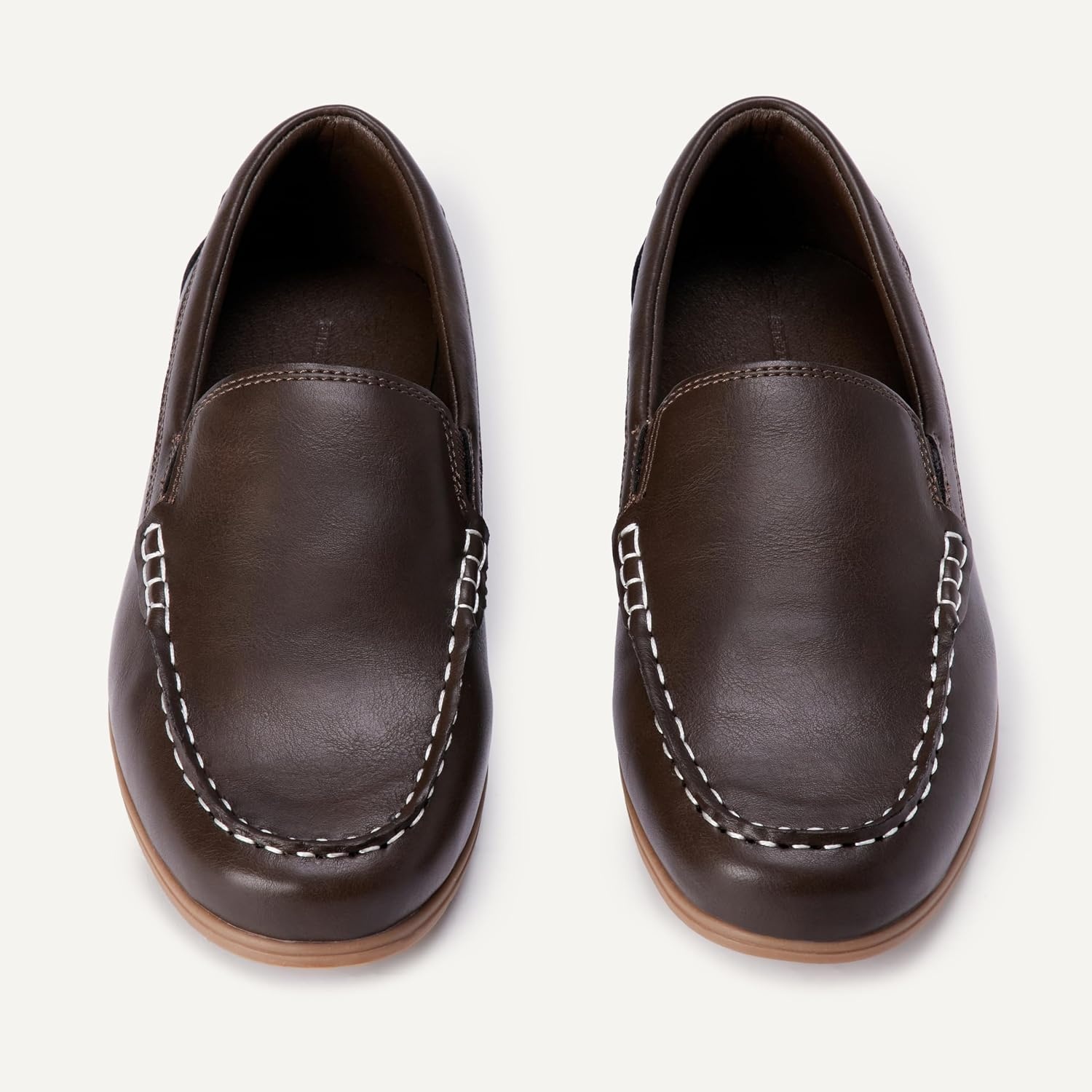 image:imageAmazon Essentials Boys Faux Leather Moc Toe Slipon LoafersDark Brown