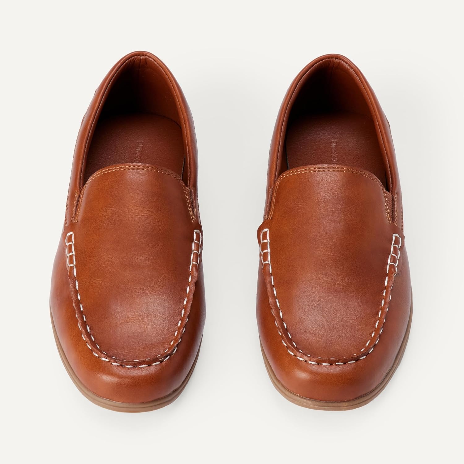 image:imageAmazon Essentials Boys Faux Leather Moc Toe Slipon LoafersTan