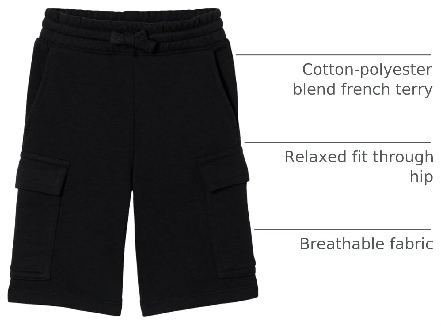 image:imageAmazon Essentials Boys French Terry Cargo Sweat Shorts LoungeBlack