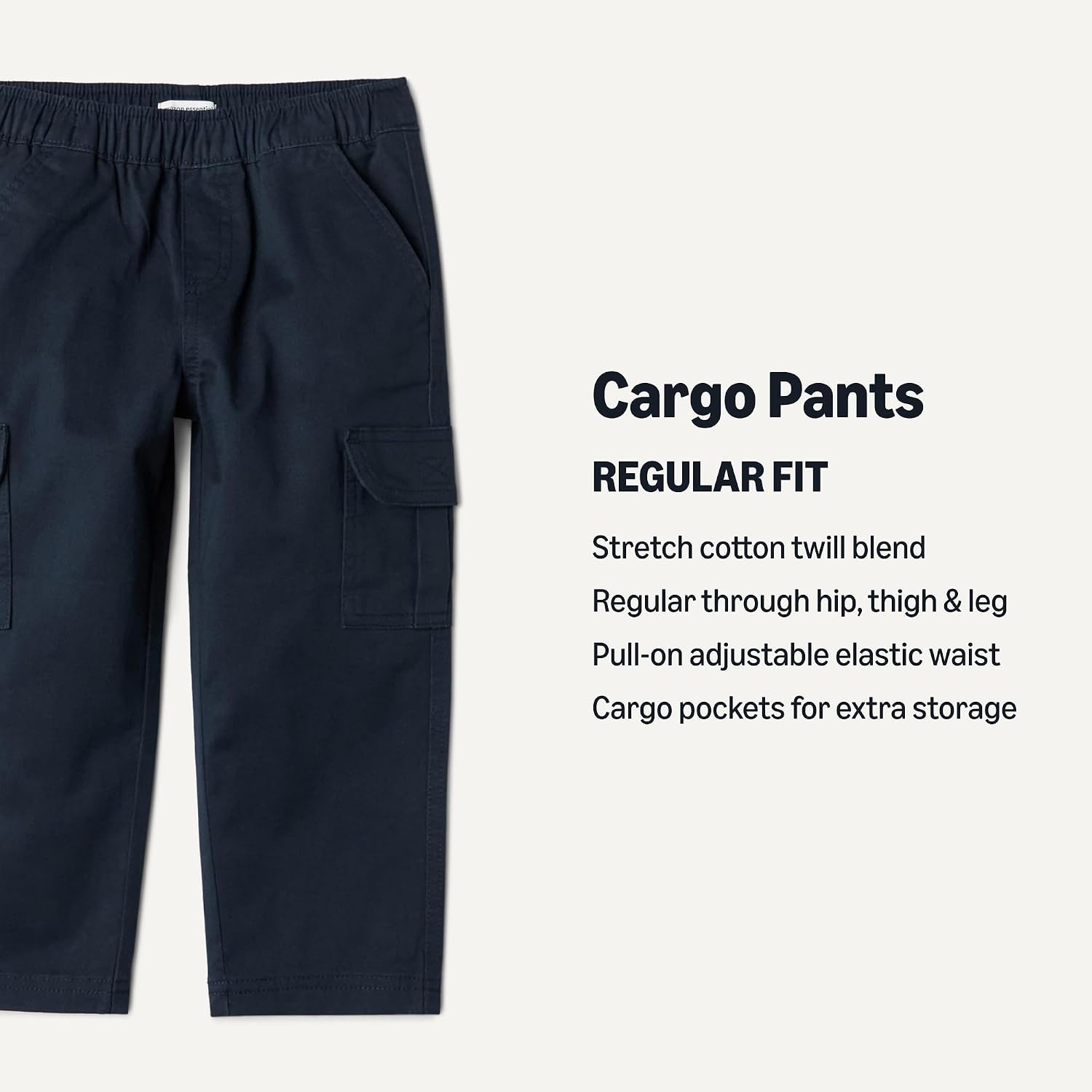 image:imageAmazon Essentials Boys Pull on Cargo PantsNavy