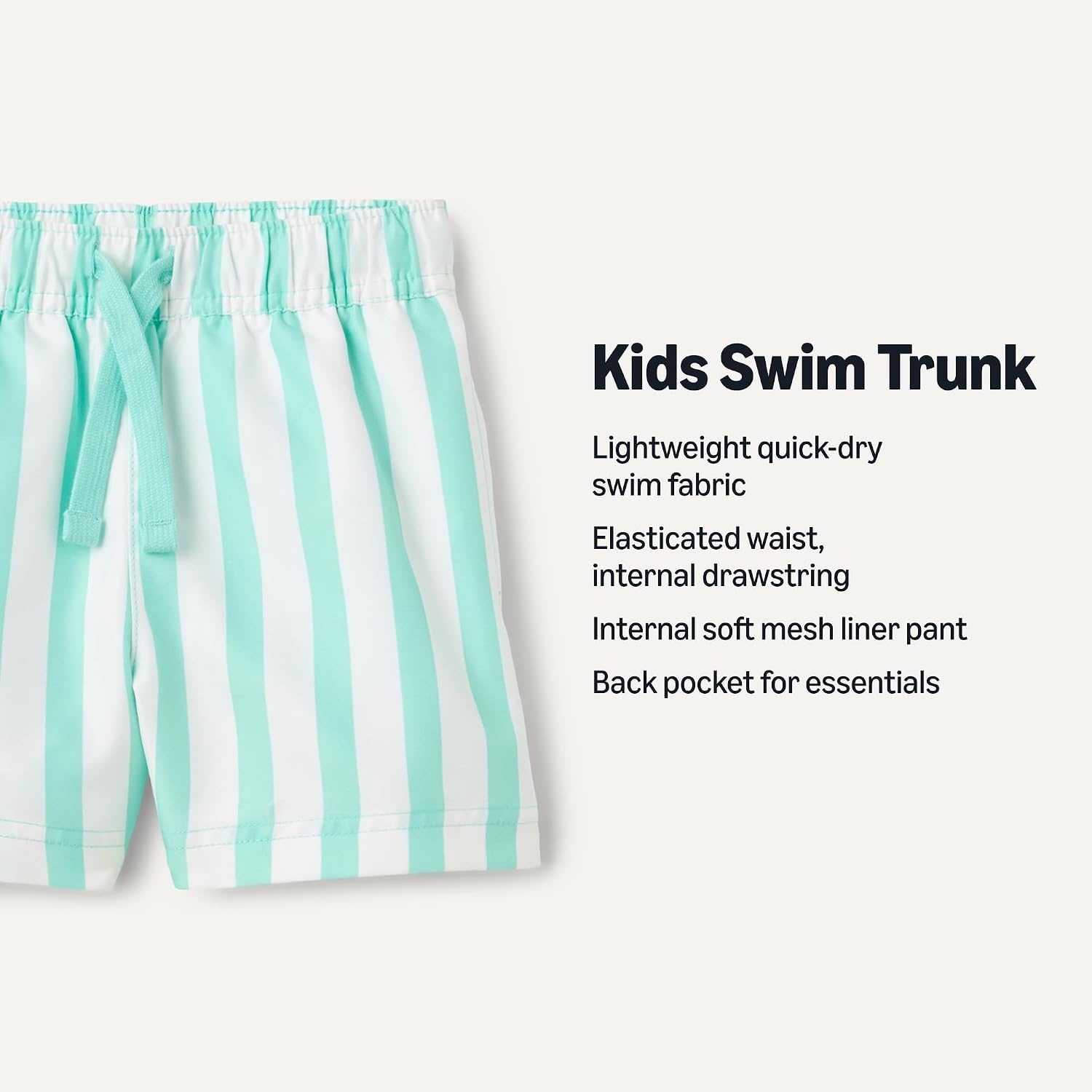 image:imageAmazon Essentials Boys Quick Dry Swimming Board Shorts Swim TrunksBright Mint Green Stripe
