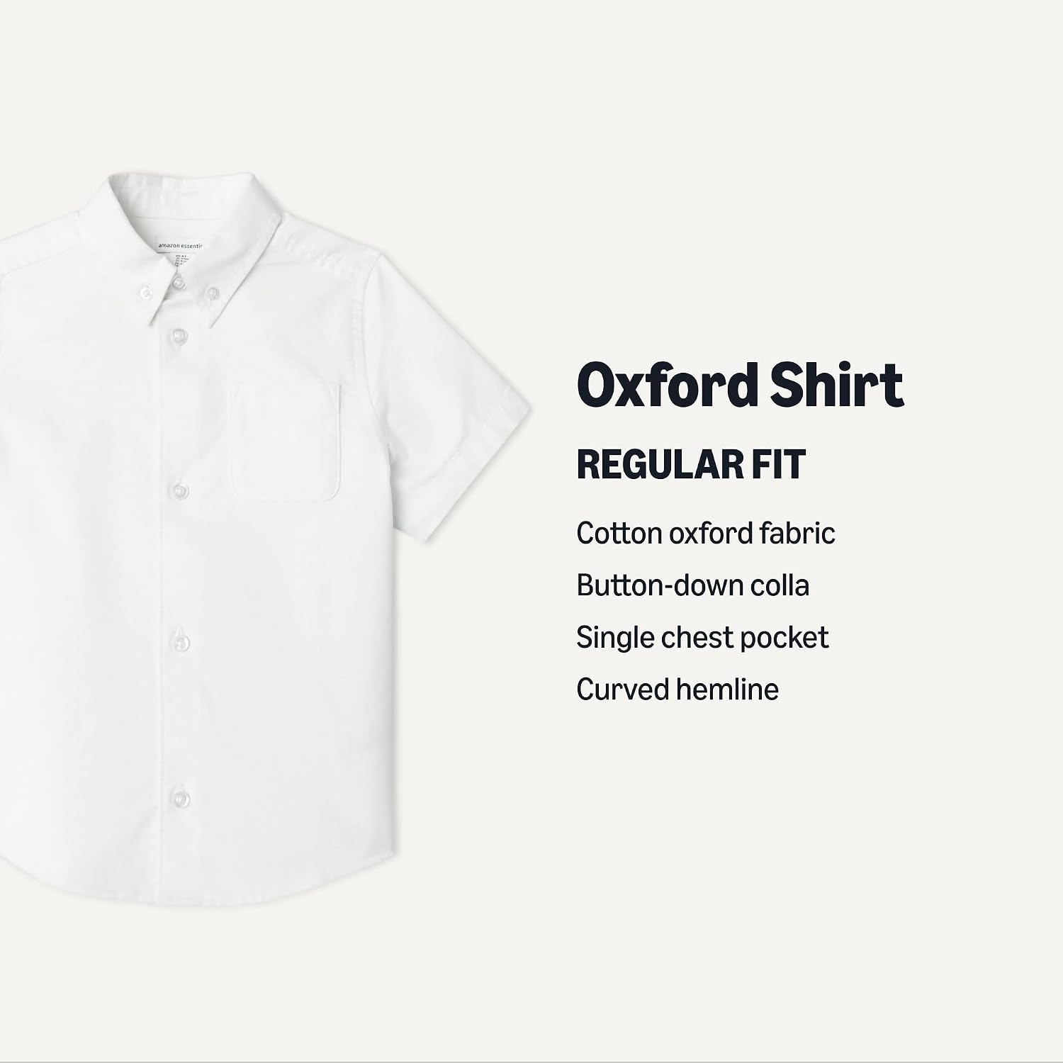image:imageAmazon Essentials Boys Short Sleeve Oxford ShirtWhite
