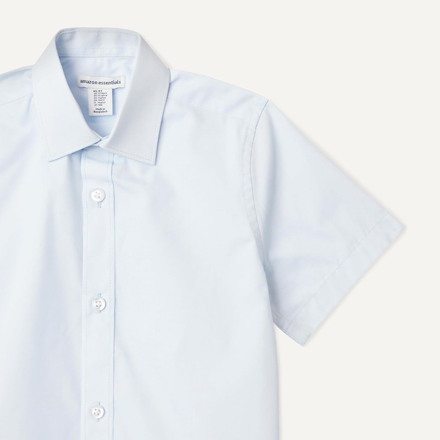 image:imageAmazon Essentials Boys Short Sleeve Poplin ShirtLight Blue