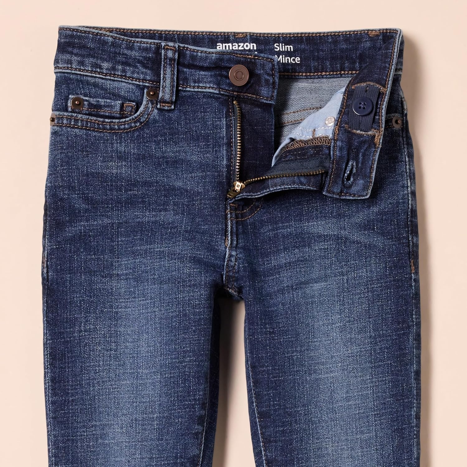 image:imageAmazon Essentials Boys Slim Fit Stretch Denim Straight Leg JeansDark Wash
