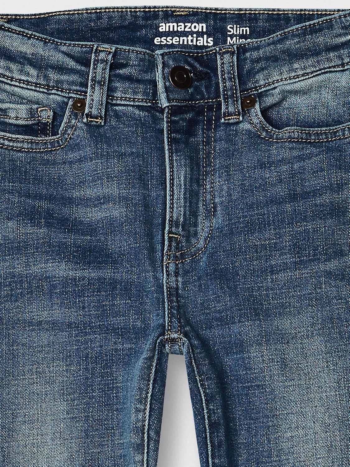 image:imageAmazon Essentials Boys Slim Fit Stretch Denim Straight Leg JeansLight Wash
