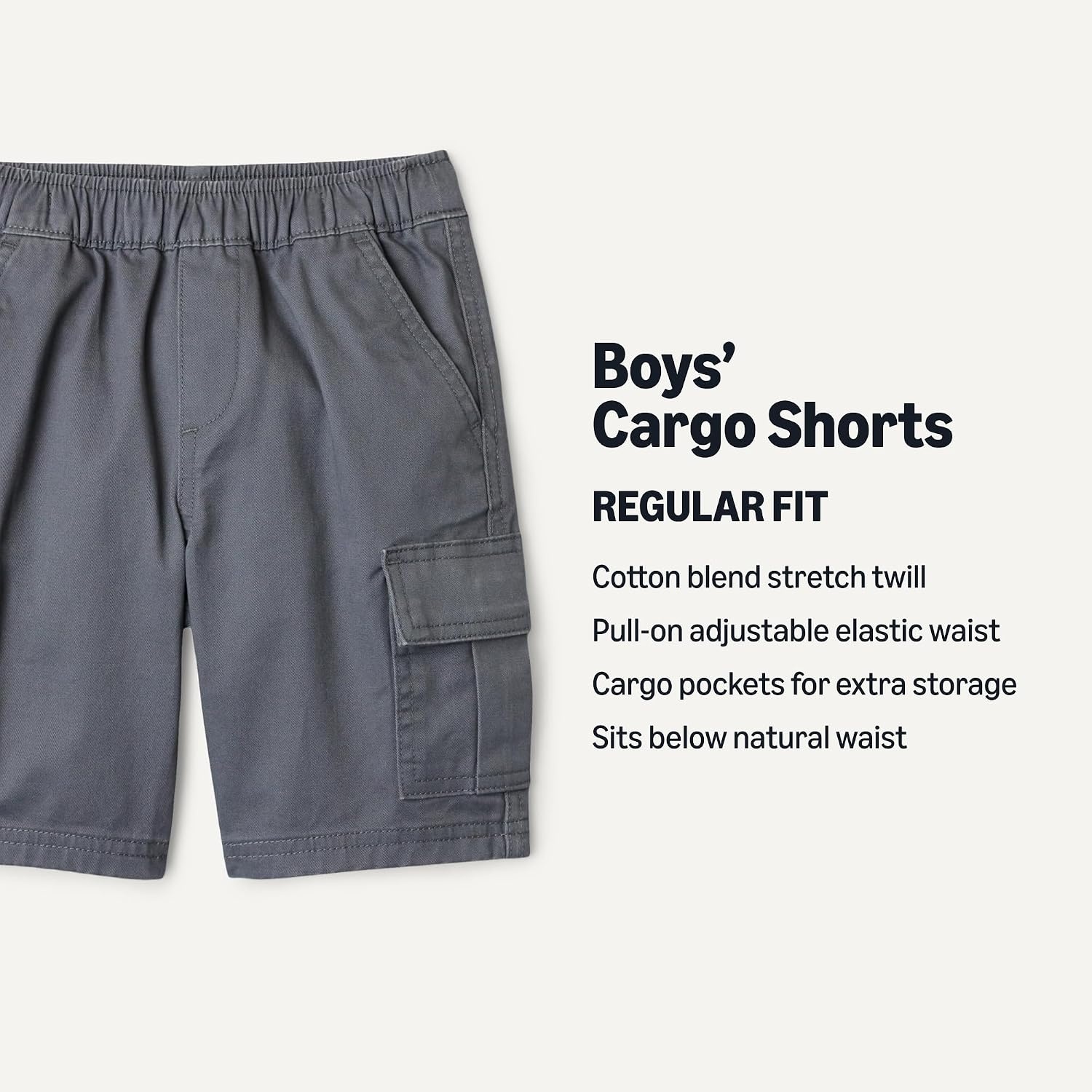 image:imageAmazon Essentials Boys Stretch Pull On Cargo ShortsIron Grey