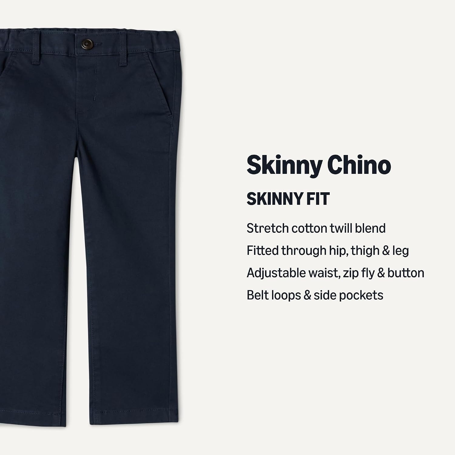 image:imageAmazon Essentials Boys Stretch Skinny Fit Chino PantsNavy