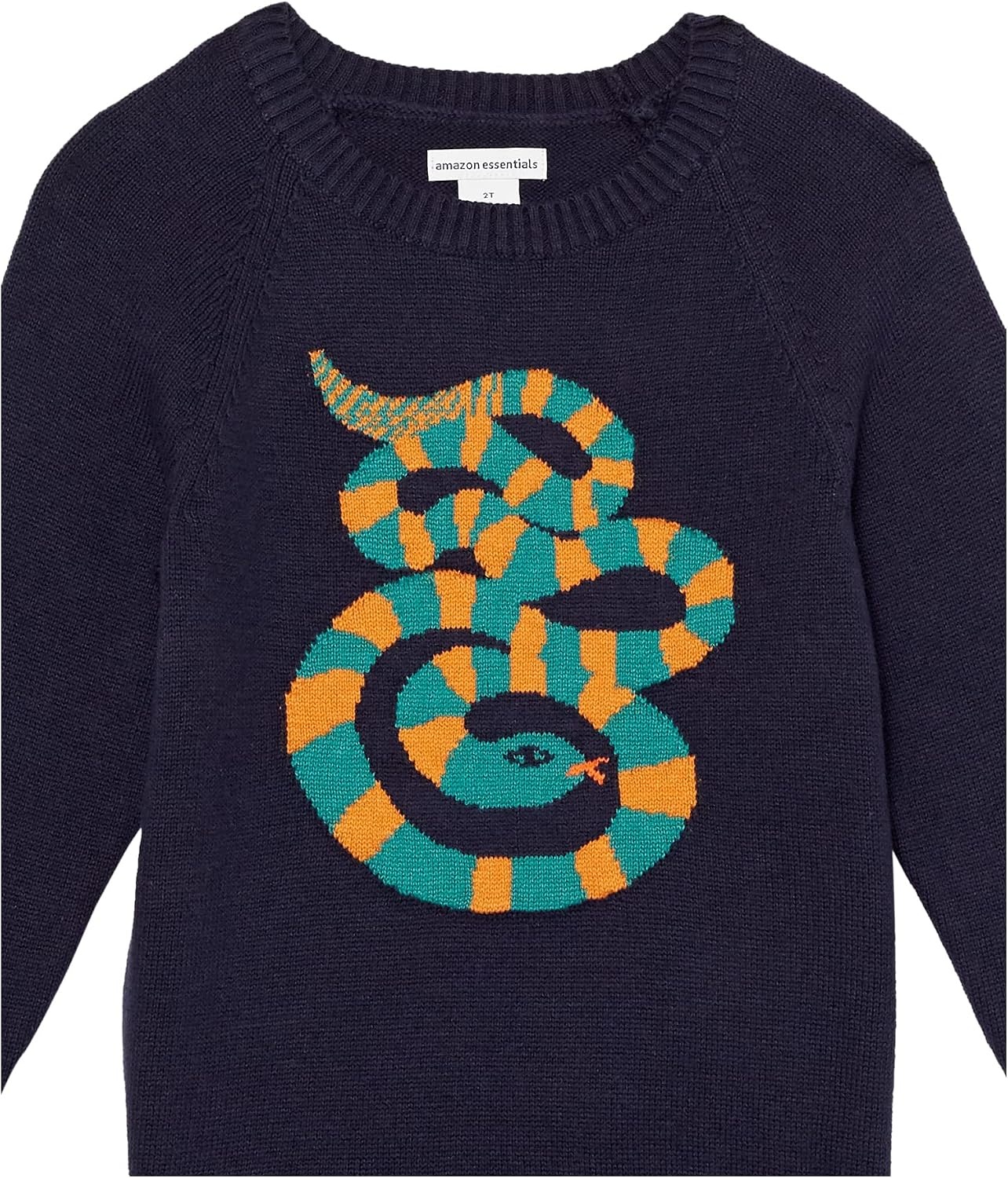 image:imageAmazon Essentials Boys and Toddlers Cotton Knit Pullover Crewneck SweaterDark Navy Snake