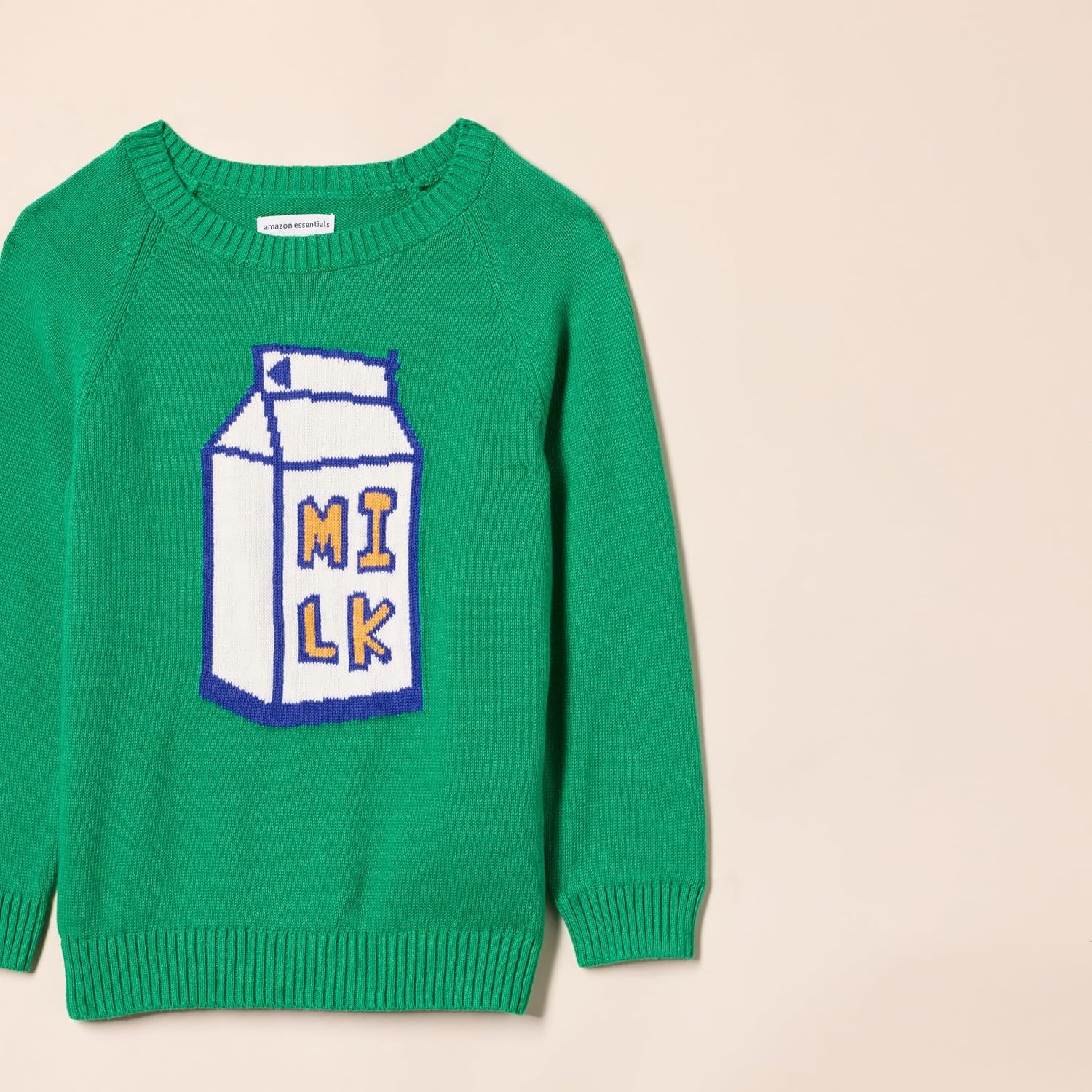 image:imageAmazon Essentials Boys and Toddlers Cotton Knit Pullover Crewneck SweaterGreen Milk Carton