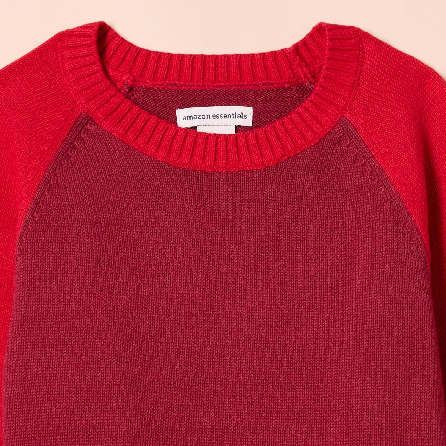 image:imageAmazon Essentials Boys and Toddlers Cotton Knit Pullover Crewneck SweaterRed Color Block