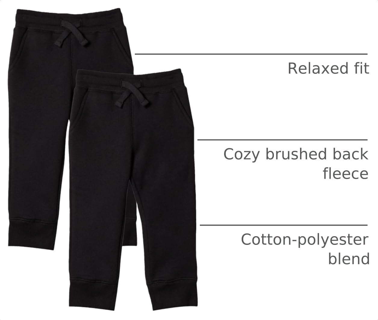 image:imageAmazon Essentials Boys and Toddlers Fleece Jogger Sweatpants with Elastic Waist and Drawstring Multipacks2pack Black