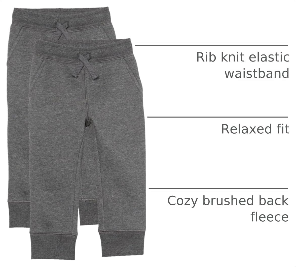 image:imageAmazon Essentials Boys and Toddlers Fleece Jogger Sweatpants with Elastic Waist and Drawstring MultipacksCharcoal Heather