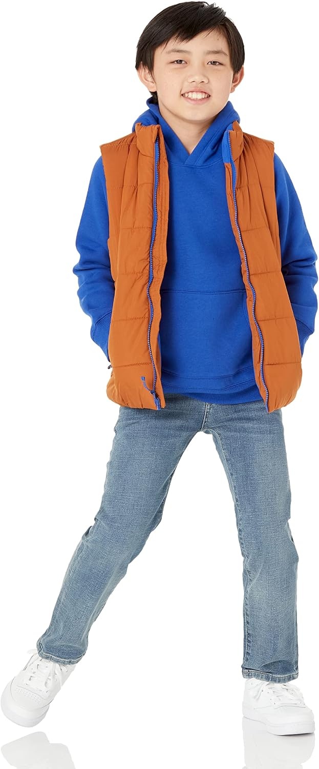image:imageAmazon Essentials Boys and Toddlers Fleece Pullover Hoodie SweatshirtsRed