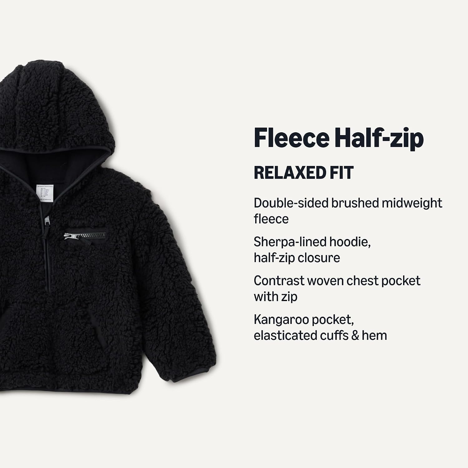 image:imageAmazon Essentials Boys and Toddlers Half Zip Sherpa Hoodie Sweatshirt with Kangaroo PocketBlack