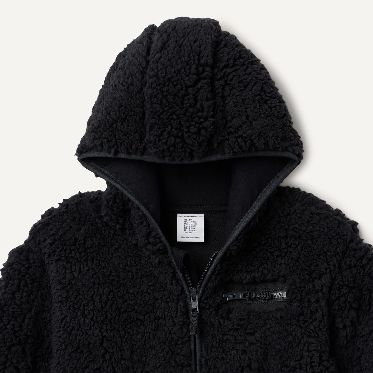 image:imageAmazon Essentials Boys and Toddlers Half Zip Sherpa Hoodie Sweatshirt with Kangaroo PocketBlack