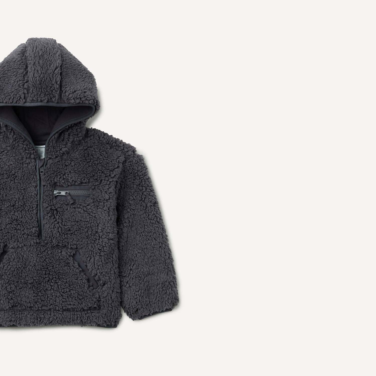 image:imageAmazon Essentials Boys and Toddlers Half Zip Sherpa Hoodie Sweatshirt with Kangaroo PocketCharcoal