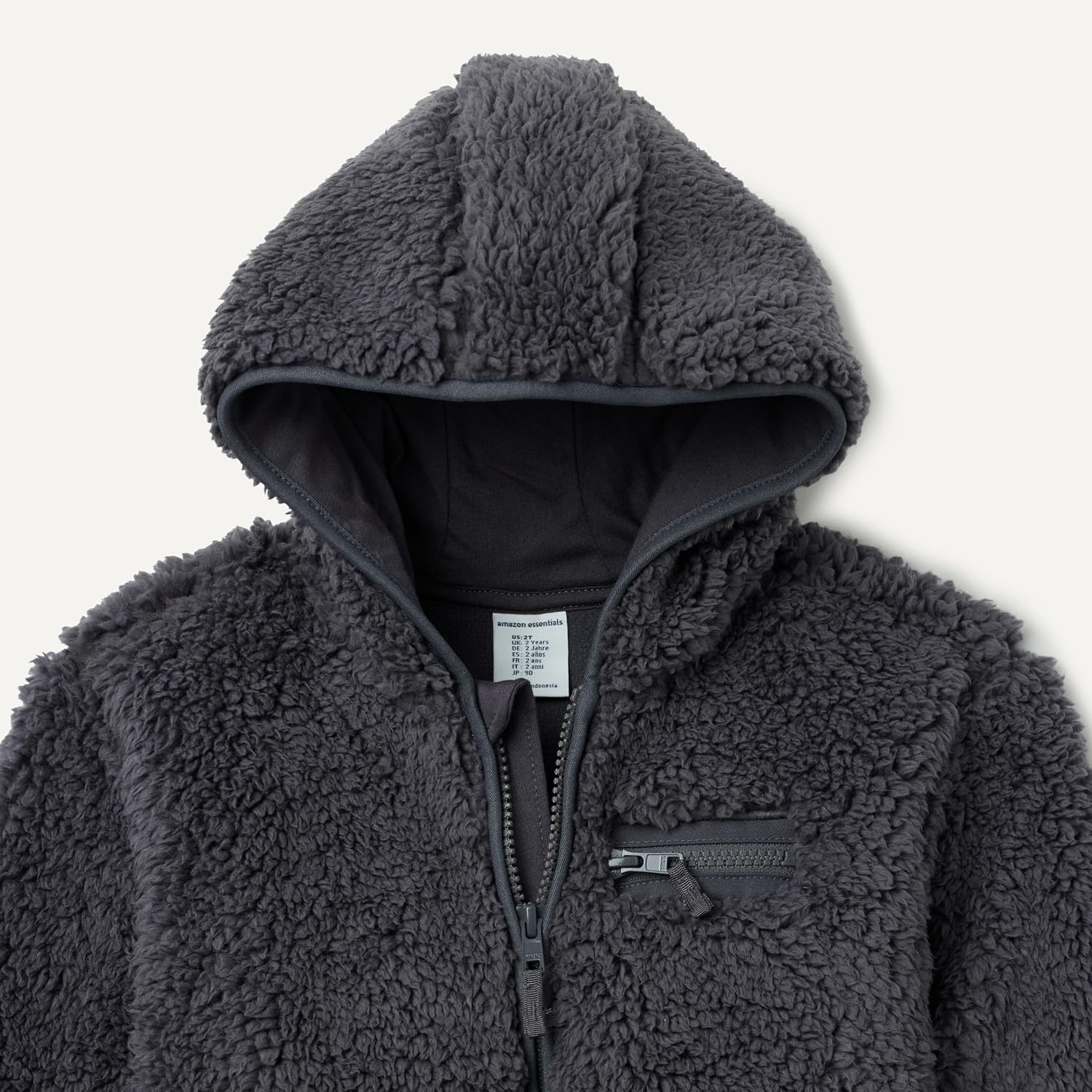 image:imageAmazon Essentials Boys and Toddlers Half Zip Sherpa Hoodie Sweatshirt with Kangaroo PocketCharcoal