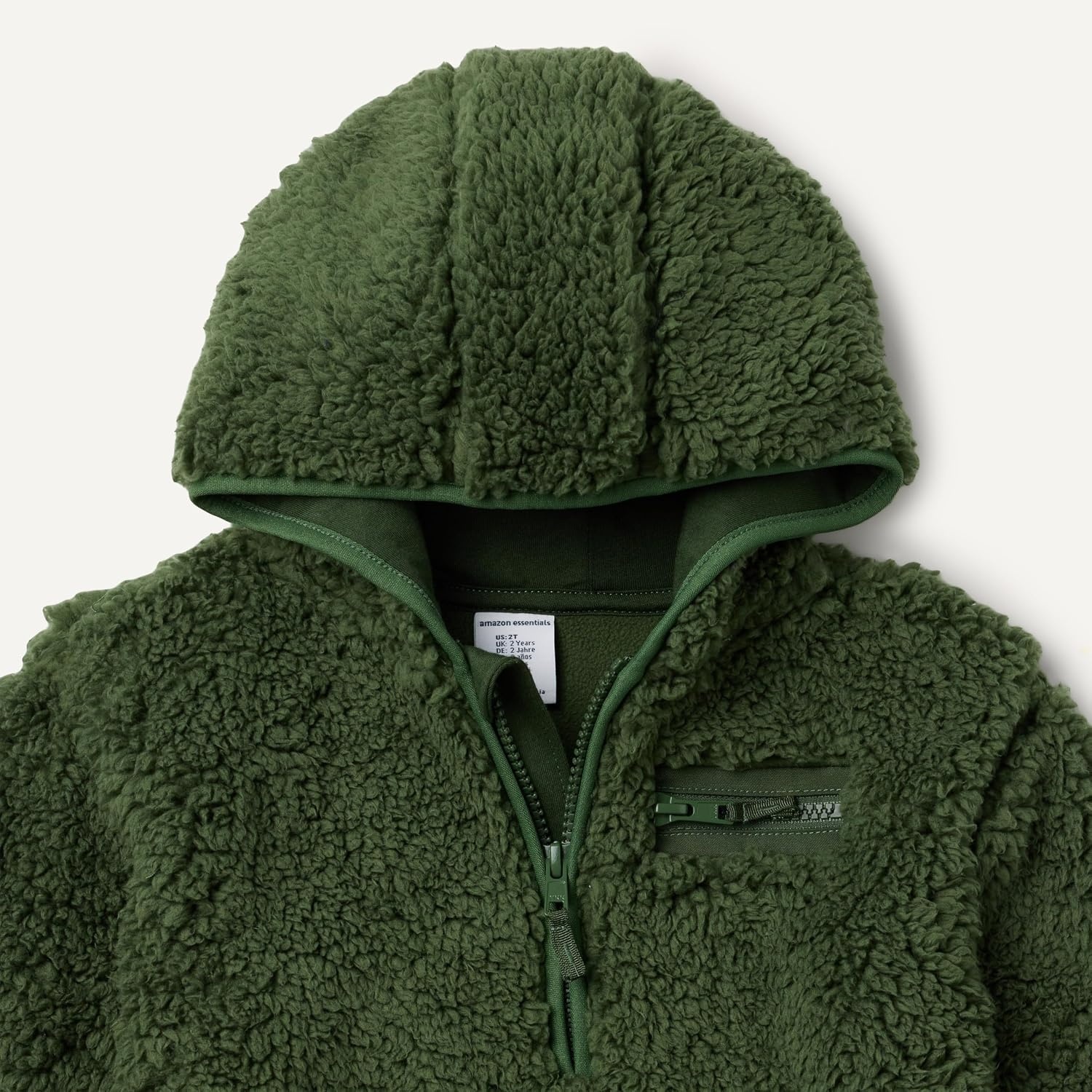 image:imageAmazon Essentials Boys and Toddlers Half Zip Sherpa Hoodie Sweatshirt with Kangaroo PocketDark Olive