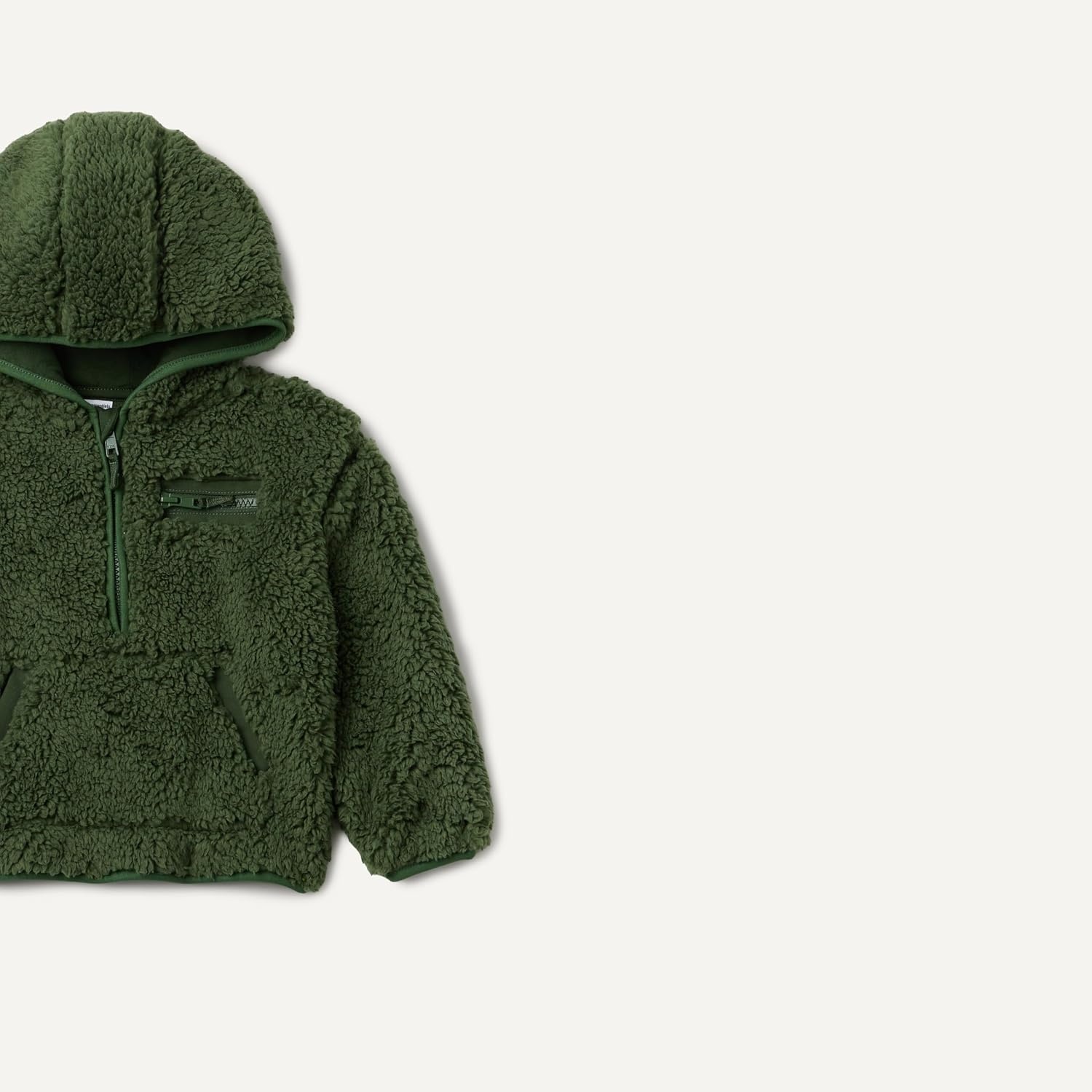 image:imageAmazon Essentials Boys and Toddlers Half Zip Sherpa Hoodie Sweatshirt with Kangaroo PocketDark Olive