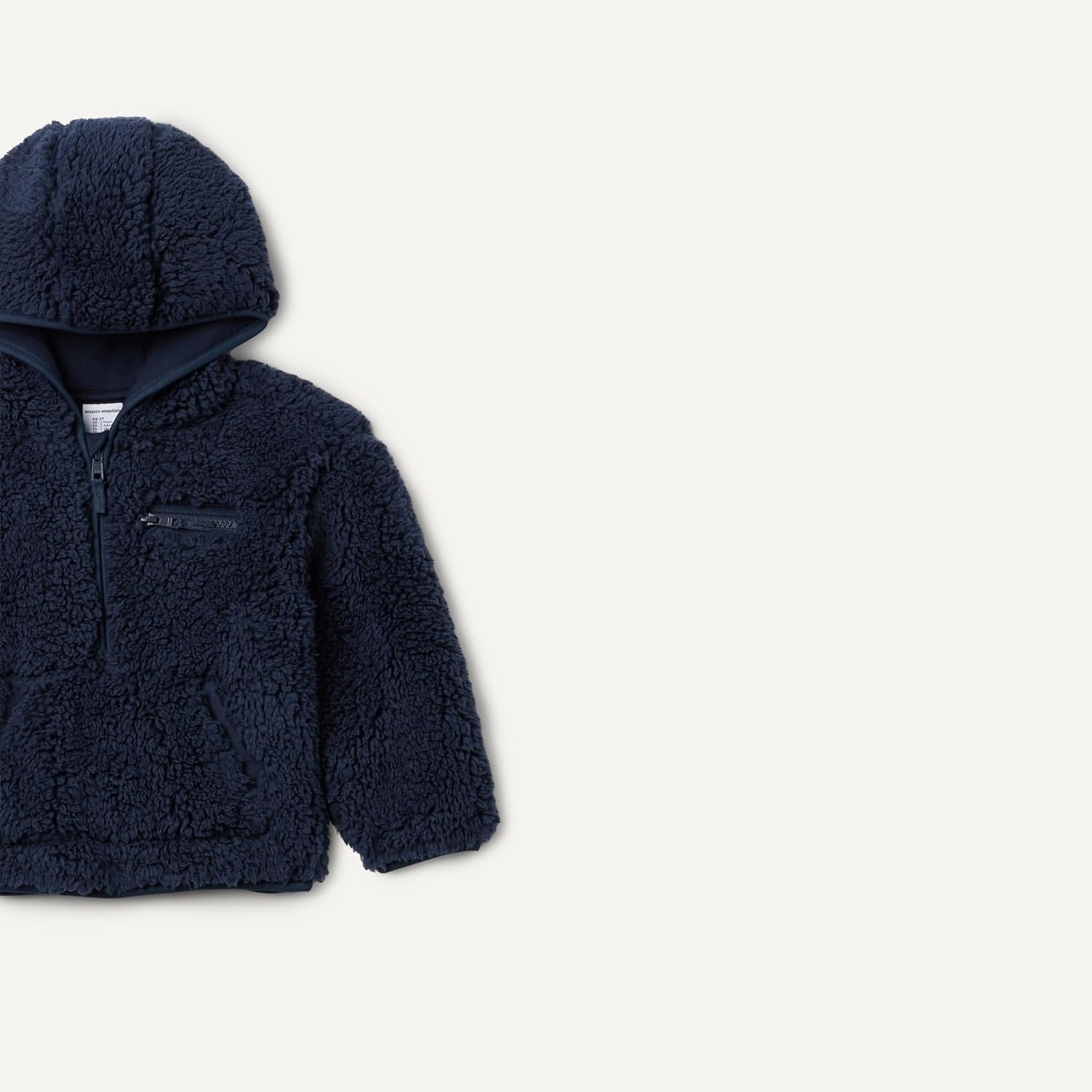 image:imageAmazon Essentials Boys and Toddlers Half Zip Sherpa Hoodie Sweatshirt with Kangaroo PocketNavy