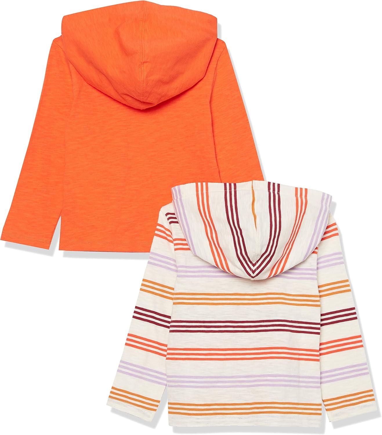 image:imageAmazon Essentials Boys and Toddlers Lightweight LongSleeve Hooded TShirt Pack of 2Beige StripeOrange