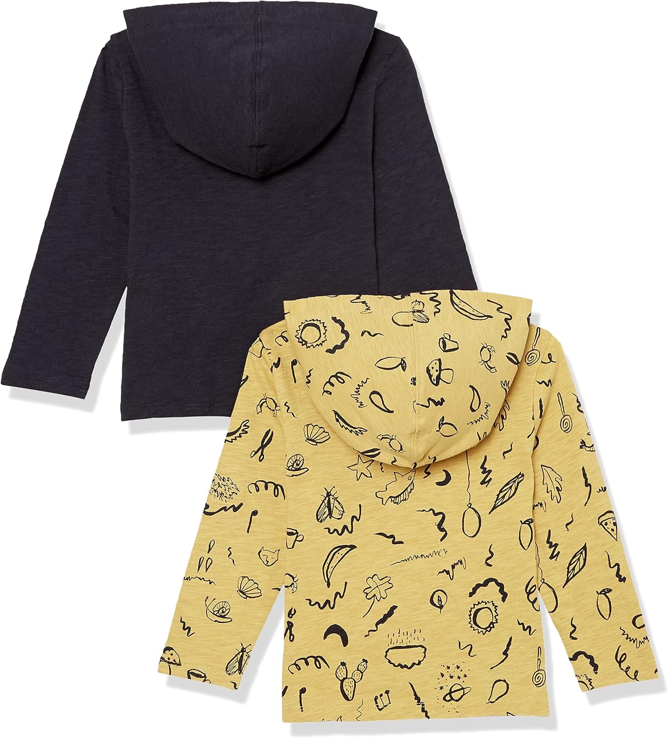 image:imageAmazon Essentials Boys and Toddlers Lightweight LongSleeve Hooded TShirt Pack of 2BlackYellow Outdoor Icons
