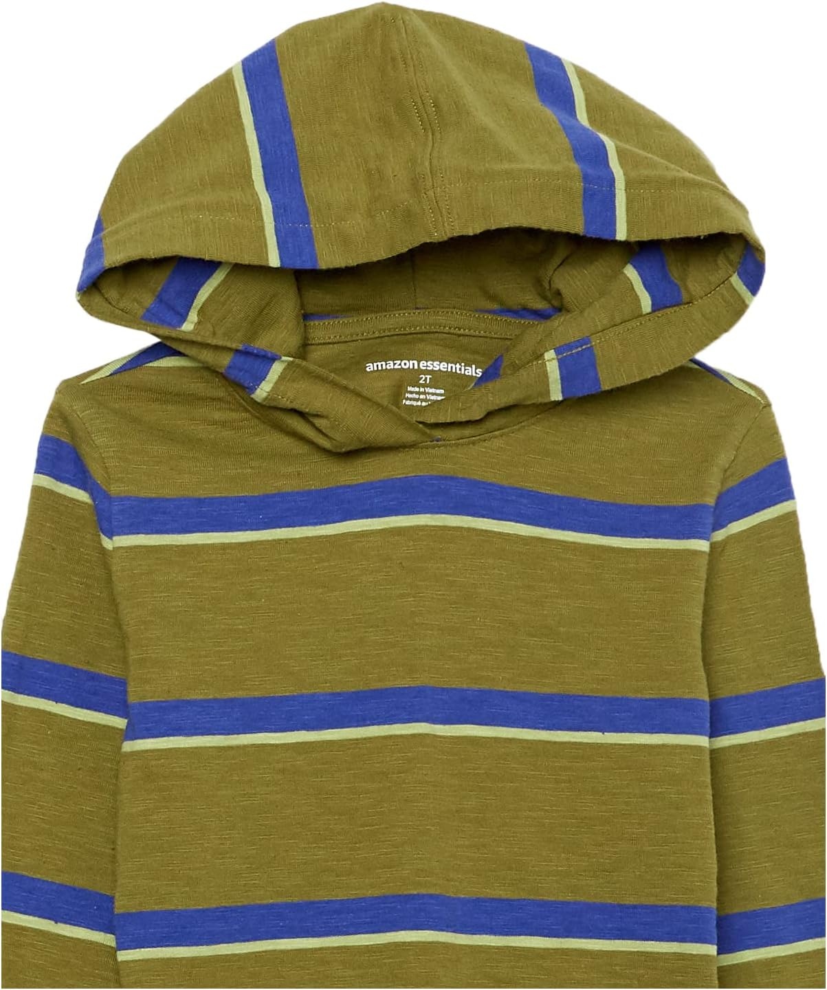 image:imageAmazon Essentials Boys and Toddlers Lightweight LongSleeve Hooded TShirt Pack of 2Dark NavyGreen Stripe