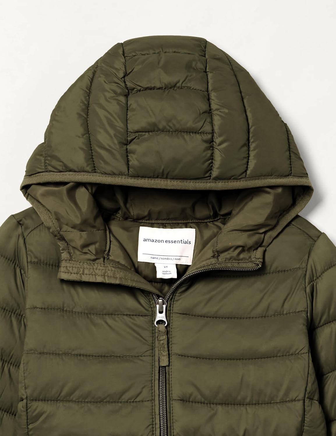 image:imageAmazon Essentials Boys and Toddlers Lightweight WaterResistant Packable Hooded Insulated Puffer JacketDark Olive