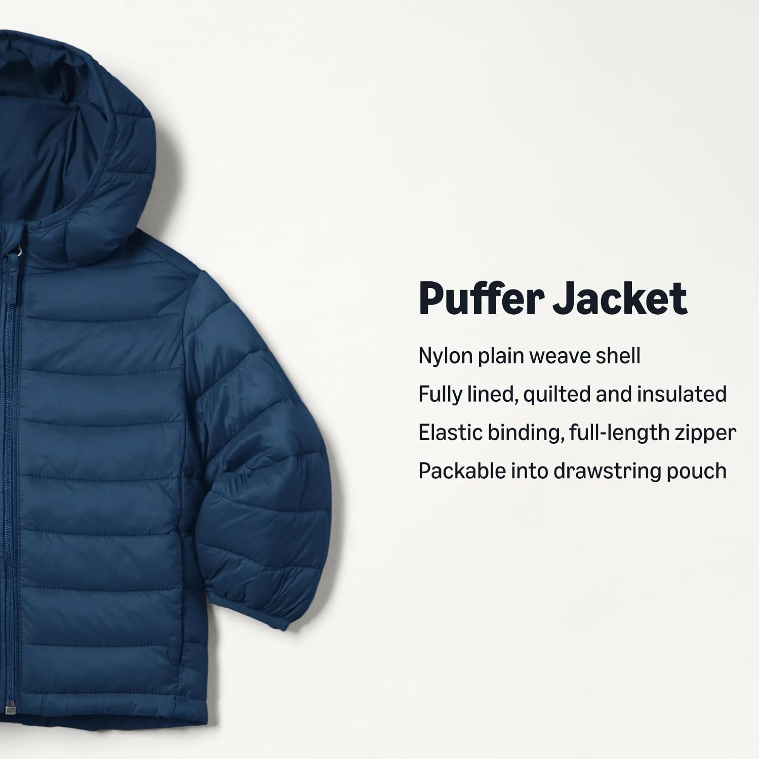image:imageAmazon Essentials Boys and Toddlers Lightweight WaterResistant Packable Hooded Insulated Puffer JacketNavy