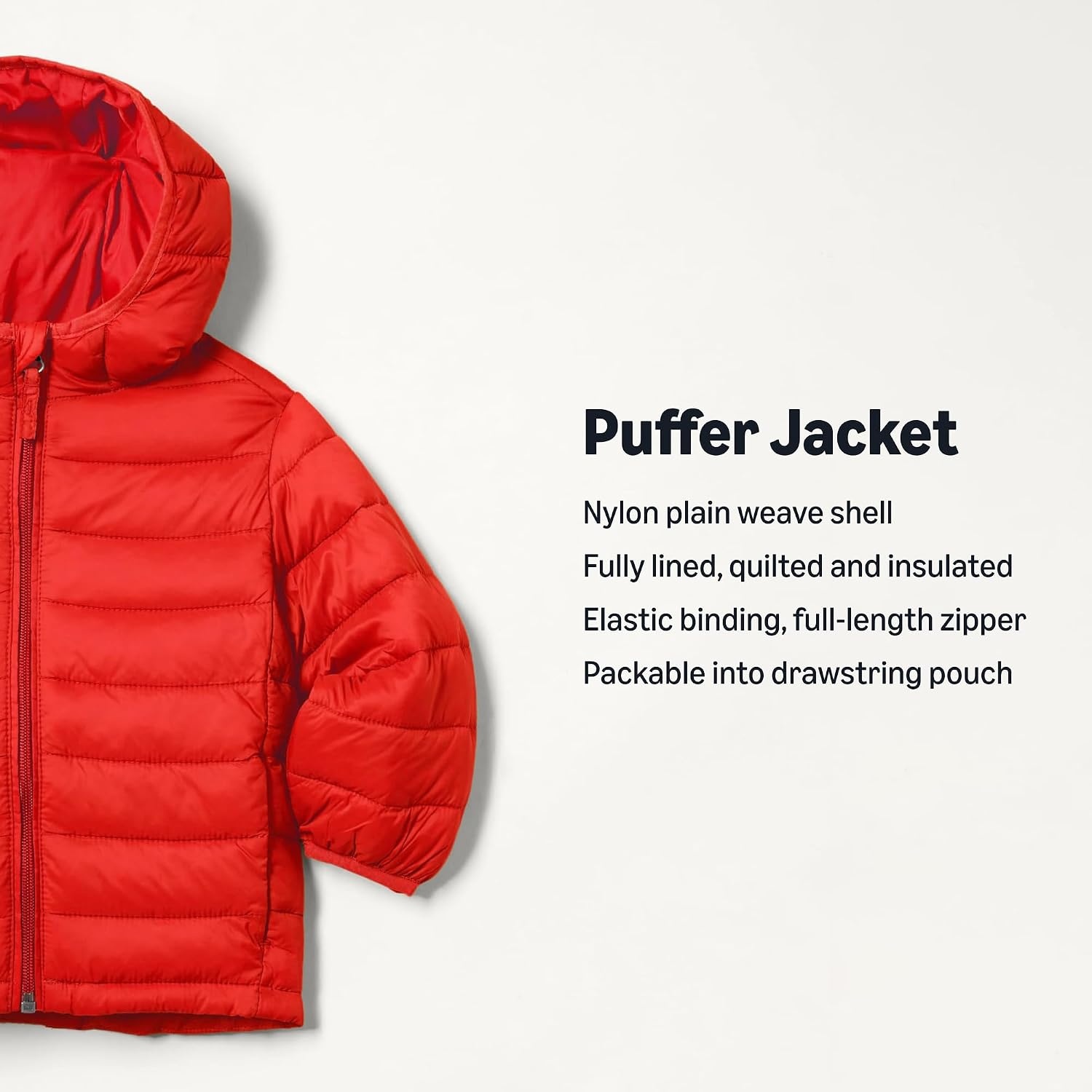 image:imageAmazon Essentials Boys and Toddlers Lightweight WaterResistant Packable Hooded Insulated Puffer JacketRed