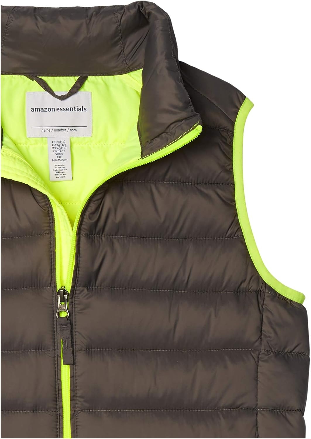 image:imageAmazon Essentials Boys and Toddlers Lightweight WaterResistant Packable Hooded Puffer VestBlack Neon Yellow