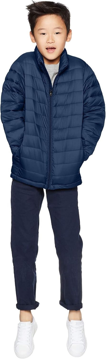 image:imageAmazon Essentials Boys and Toddlers Lightweight WaterResistant Packable Puffer JacketNavy