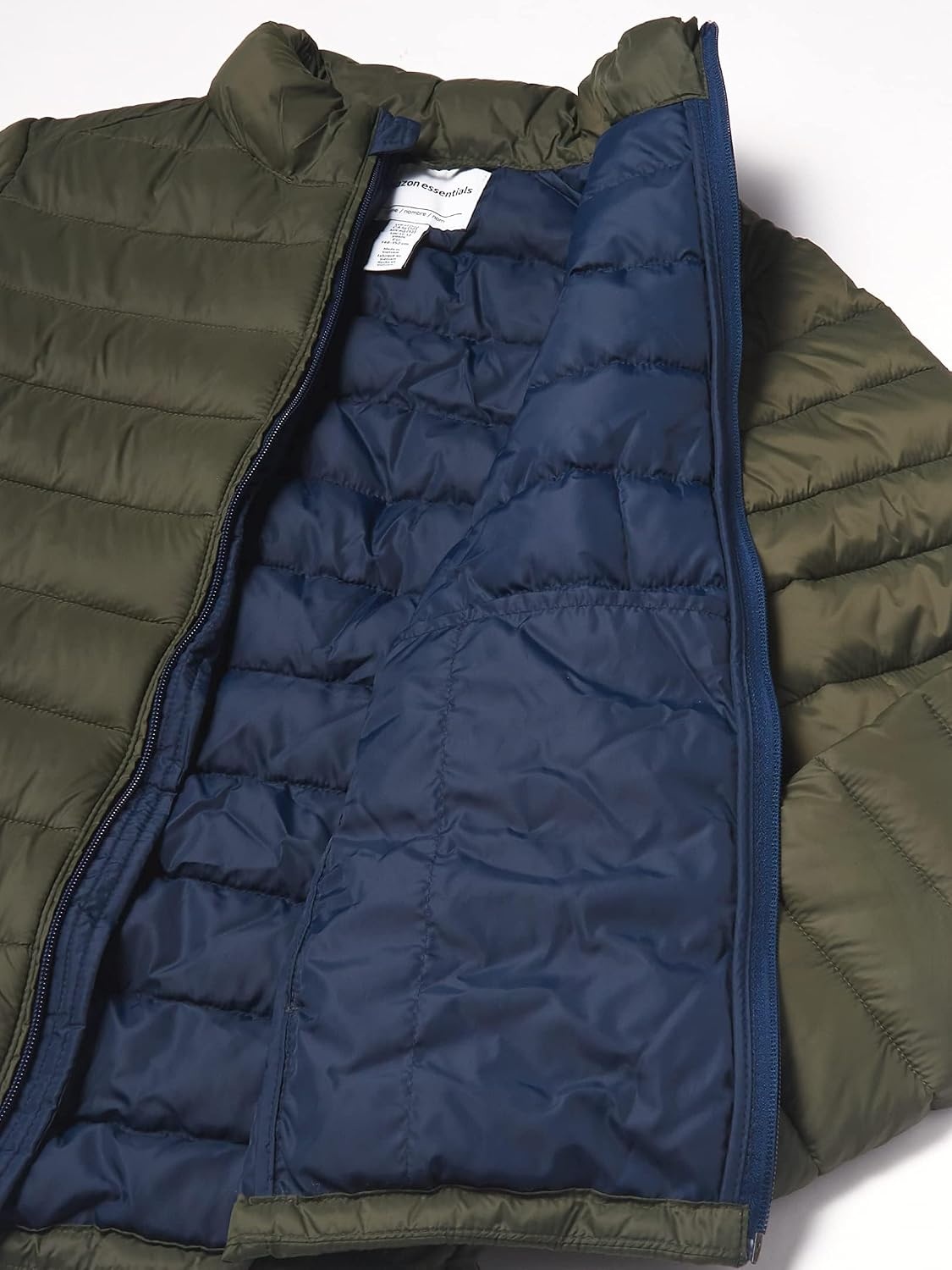 image:imageAmazon Essentials Boys and Toddlers Lightweight WaterResistant Packable Puffer JacketOlive With Navy